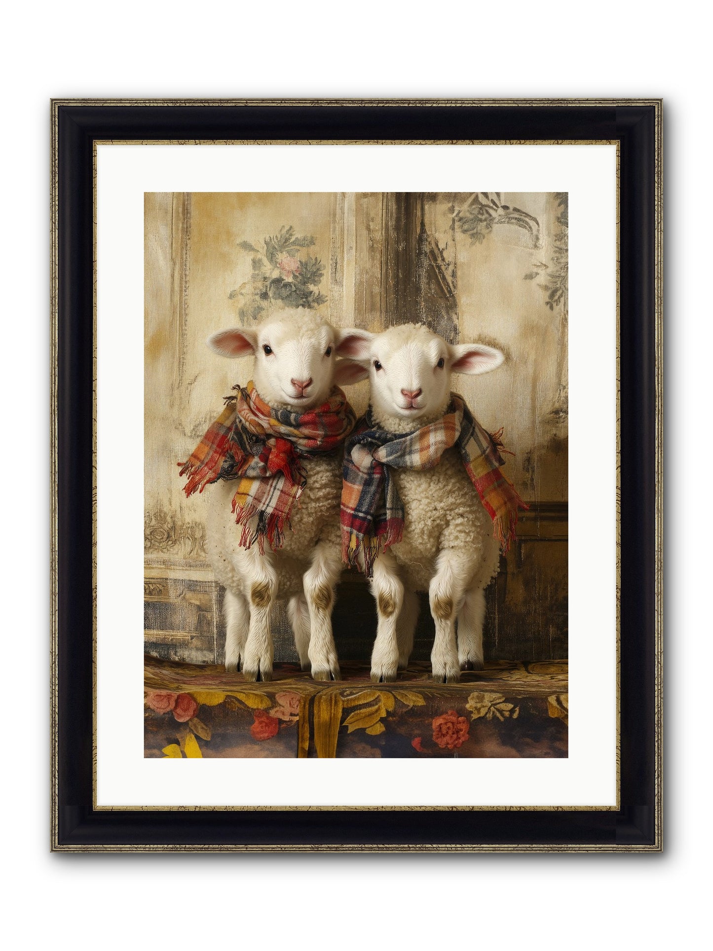 Meadow Babes Framed Print - Black & Gold 18x24