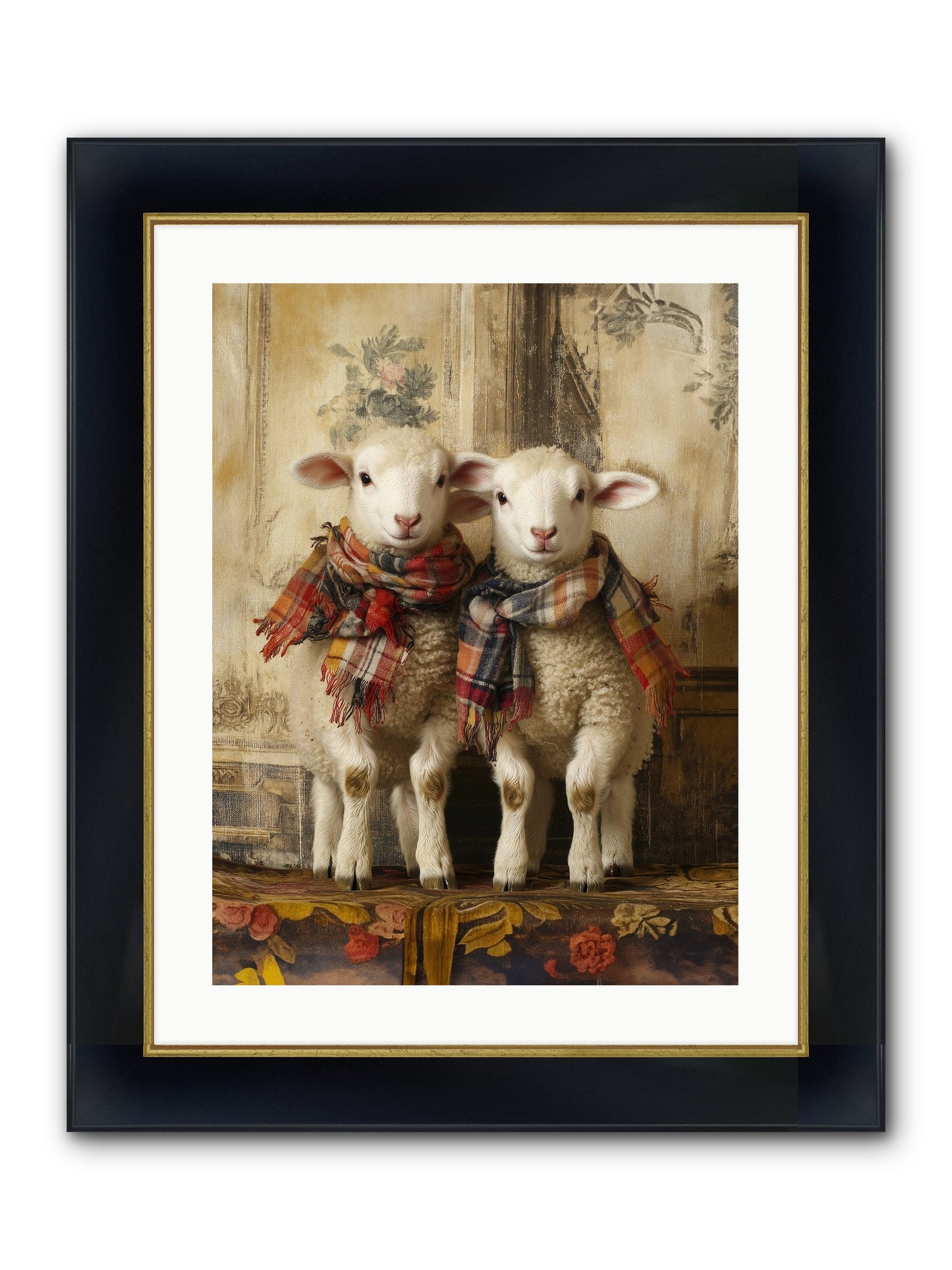 Meadow Babes Framed Print - Wide Black w/Gold 18x24