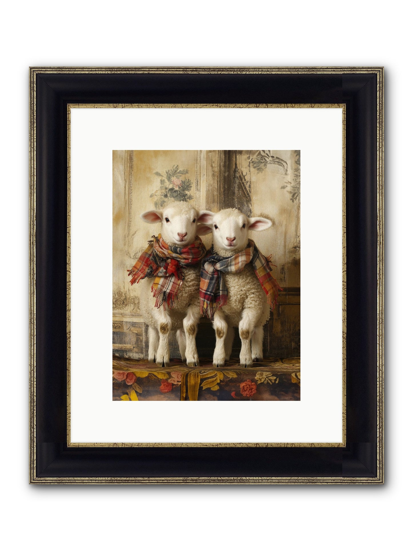 Meadow Babes Framed Print - Black & Gold 9x12