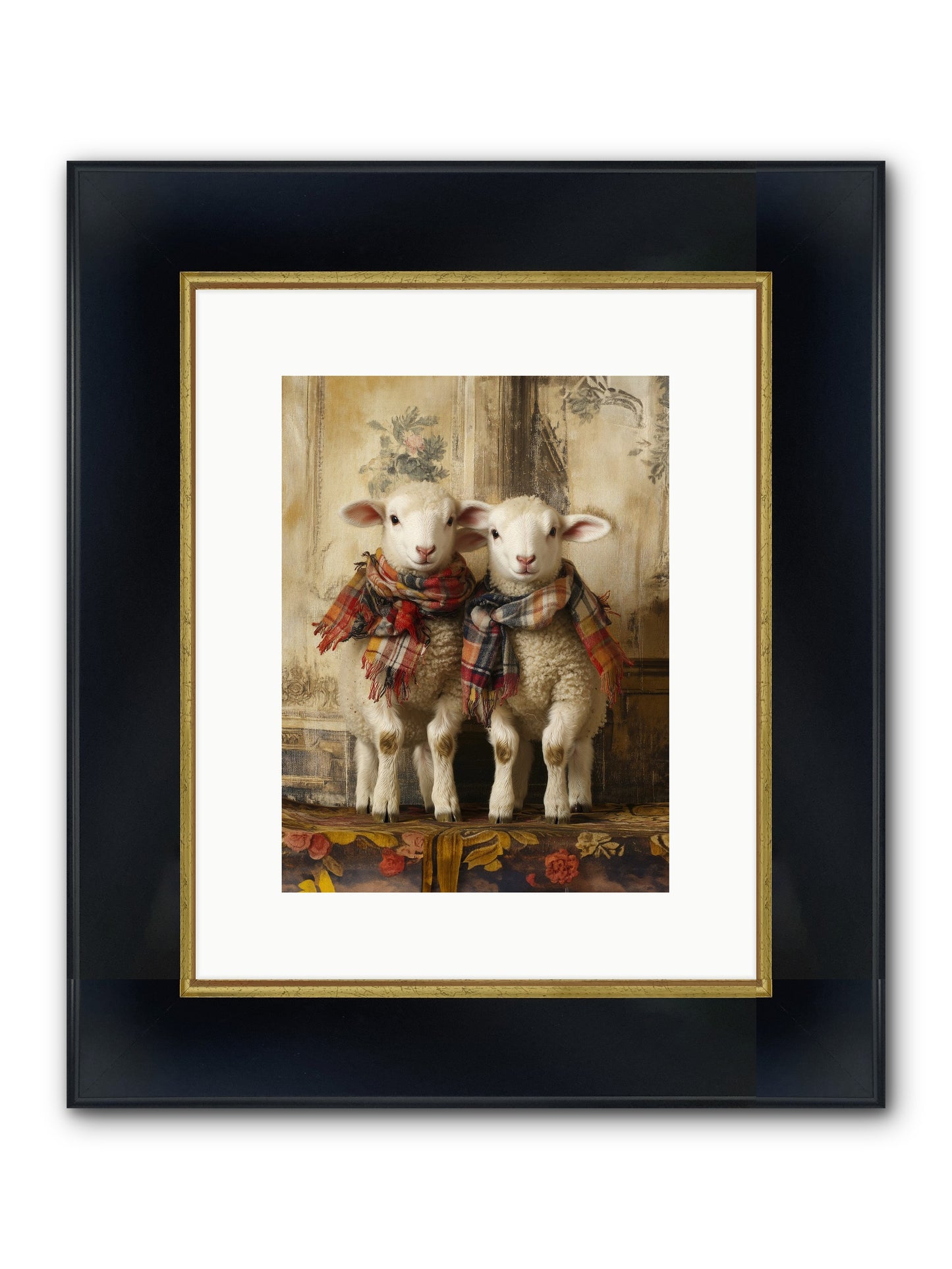 Meadow Babes Framed Print - Wide Black w/Gold 9x12