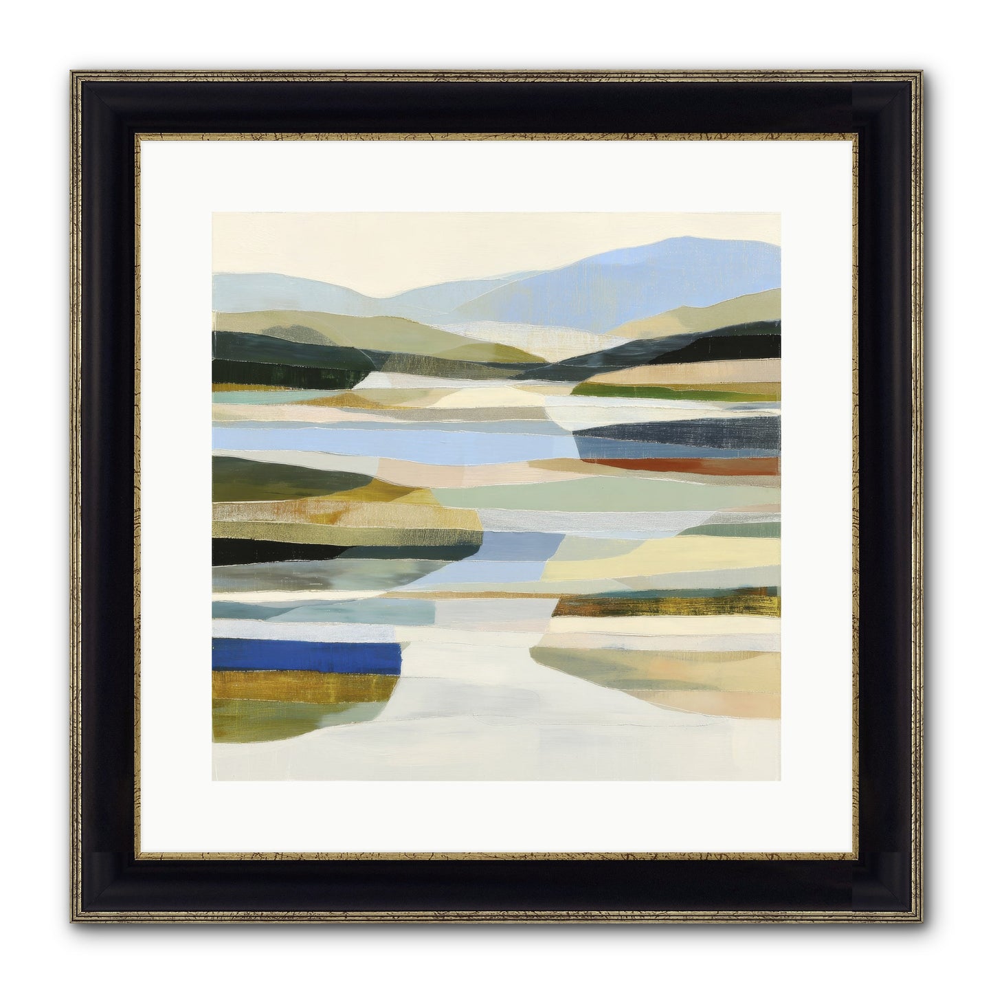 Meadow Echo Framed Print - Black & Gold 16x16