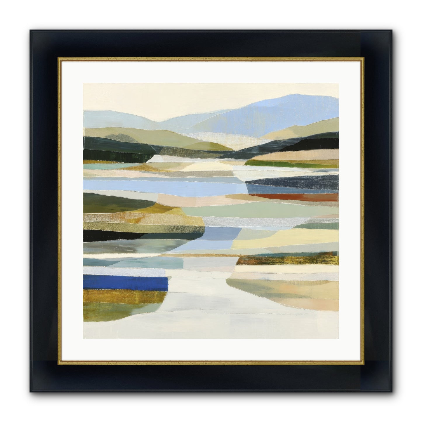 Meadow Echo Framed Print - Wide Black w/Gold 24x24