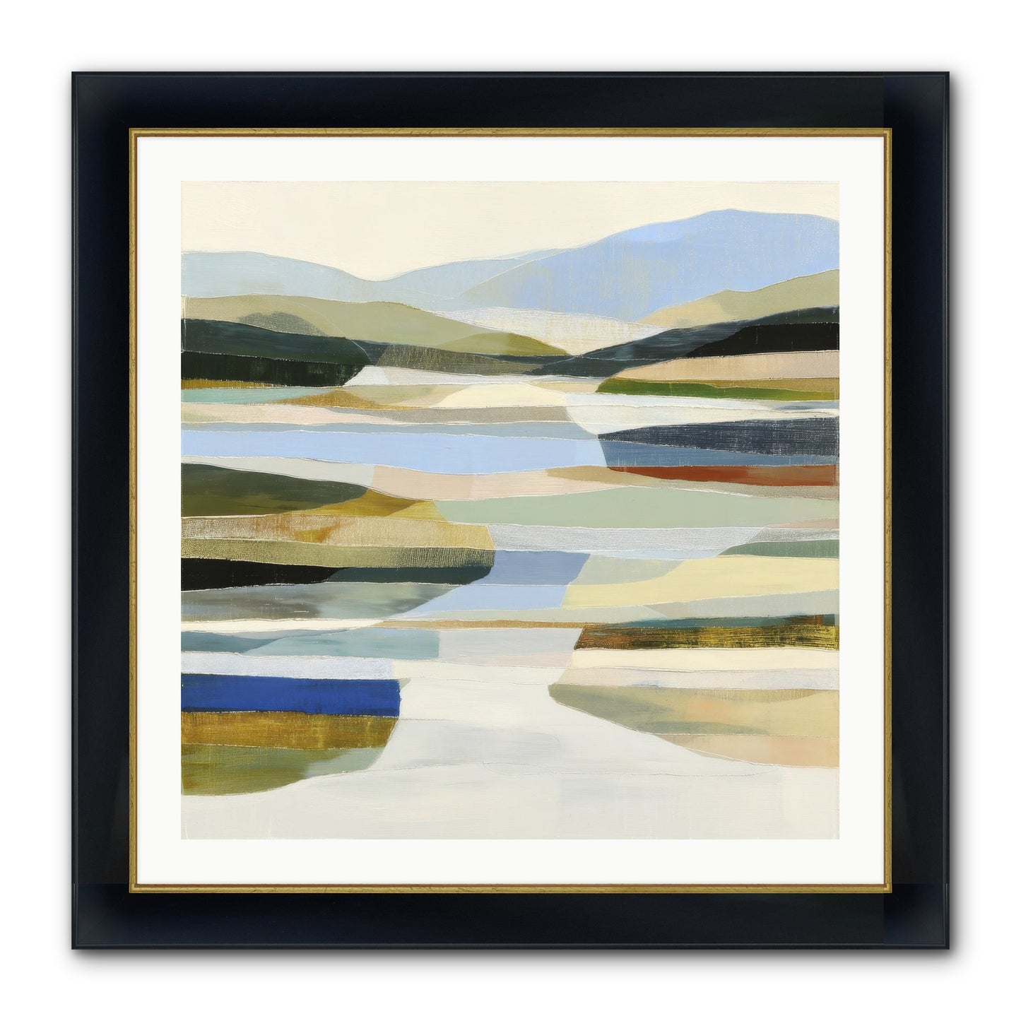 Meadow Echo Framed Print - Wide Black w/Gold 30x30