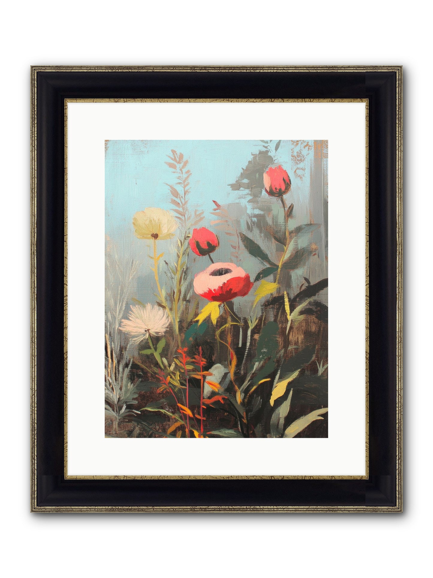 Meadow Jewels Framed Print - Black & Gold 12x16