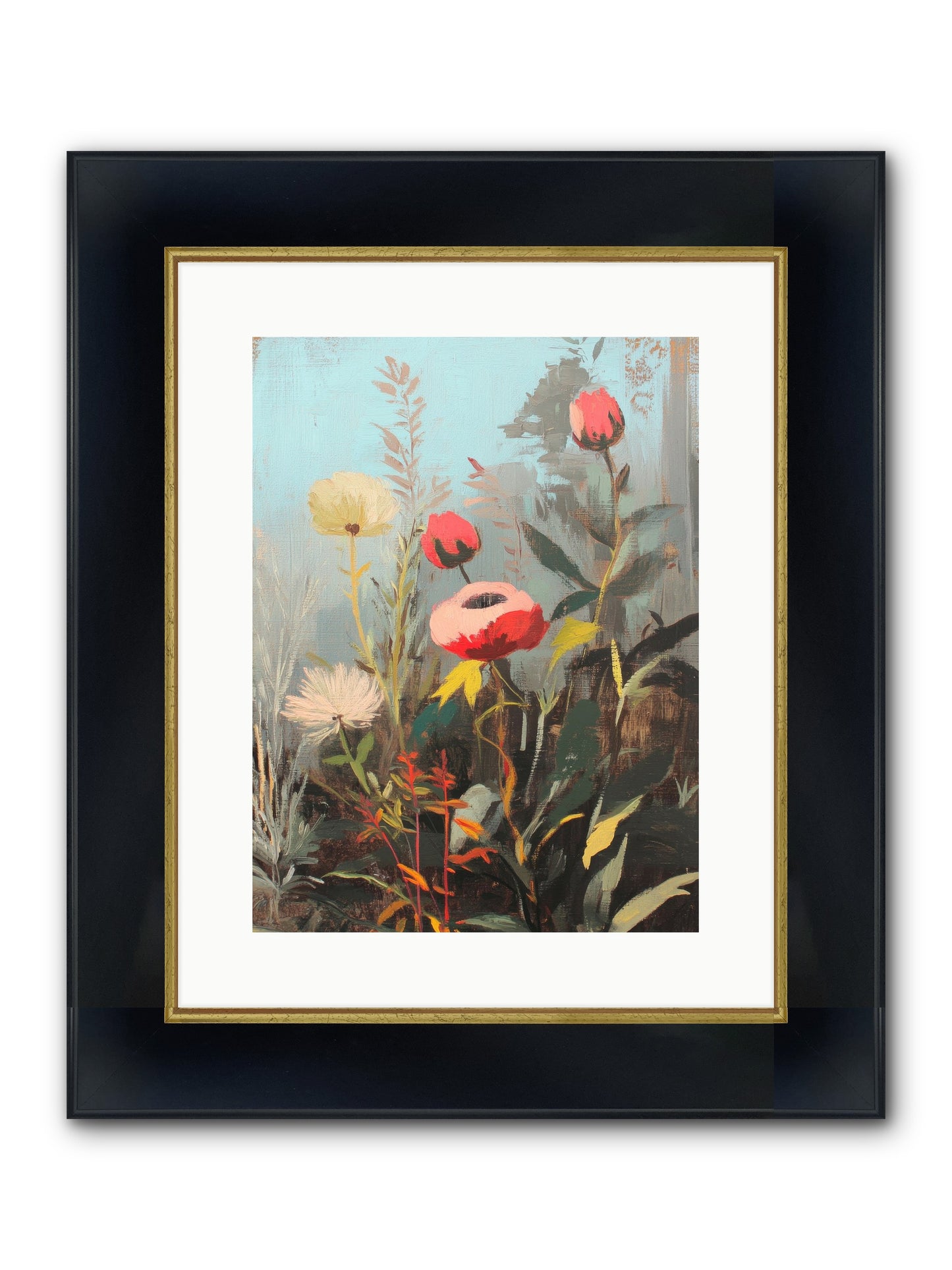 Meadow Jewels Framed Print - Wide Black w/Gold 12x16