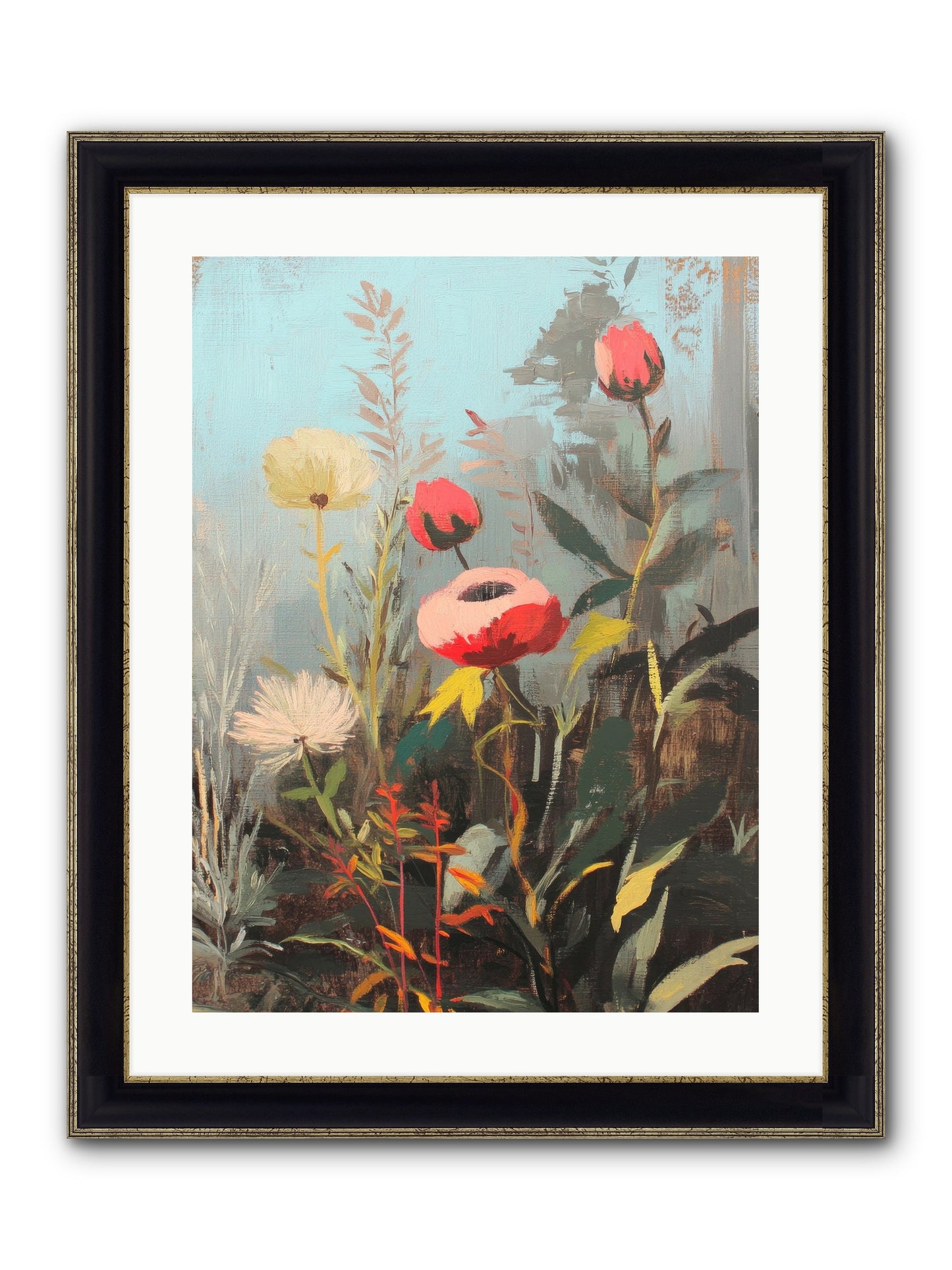 Meadow Jewels Framed Print - Black & Gold 18x24