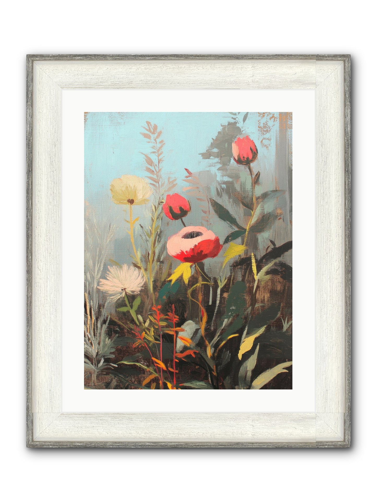 Meadow Jewels Framed Print - Driftwood White 18x24