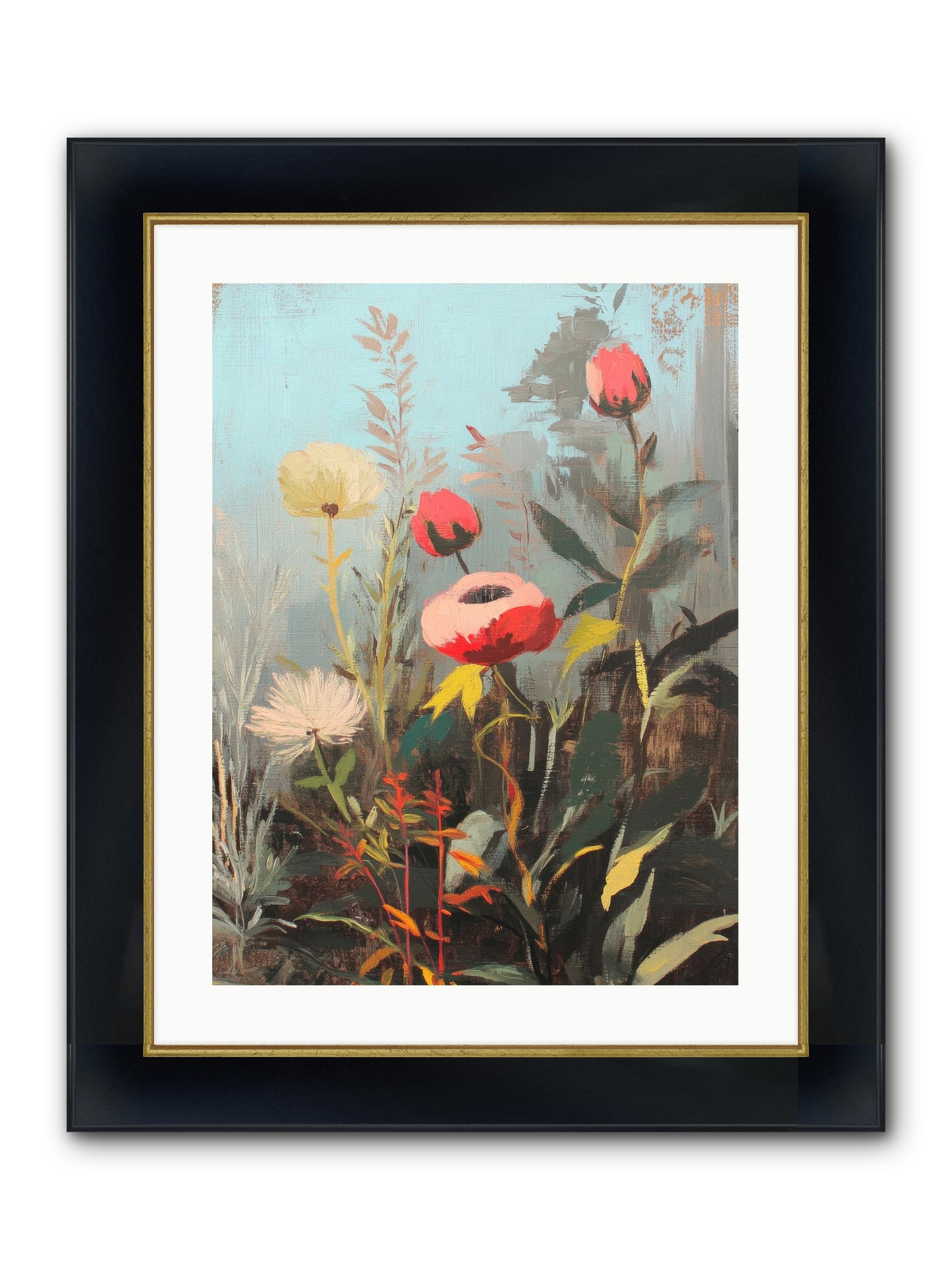 Meadow Jewels Framed Print - Wide Black w/Gold 18x24