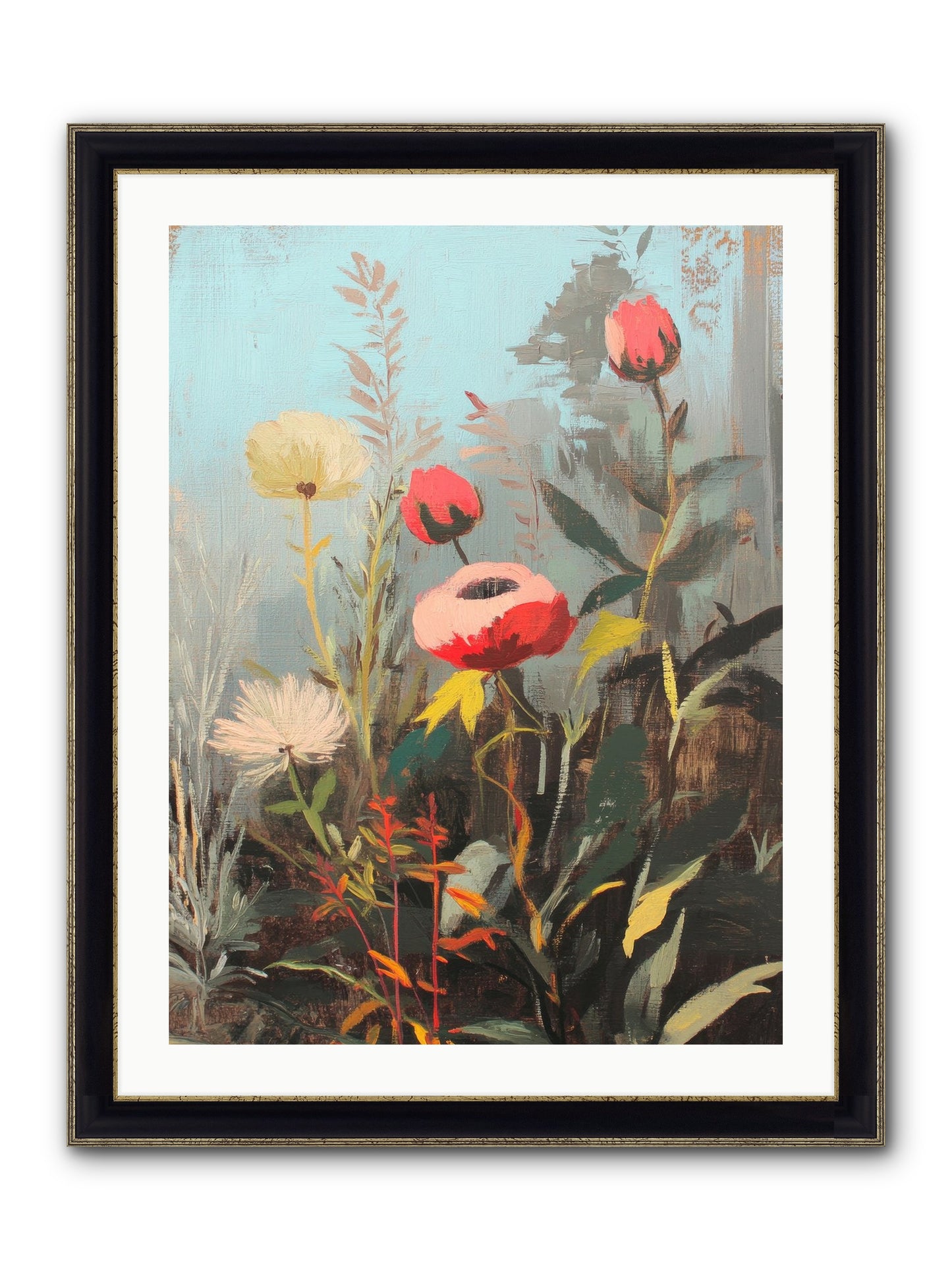 Meadow Jewels Framed Print - Black & Gold 24x32