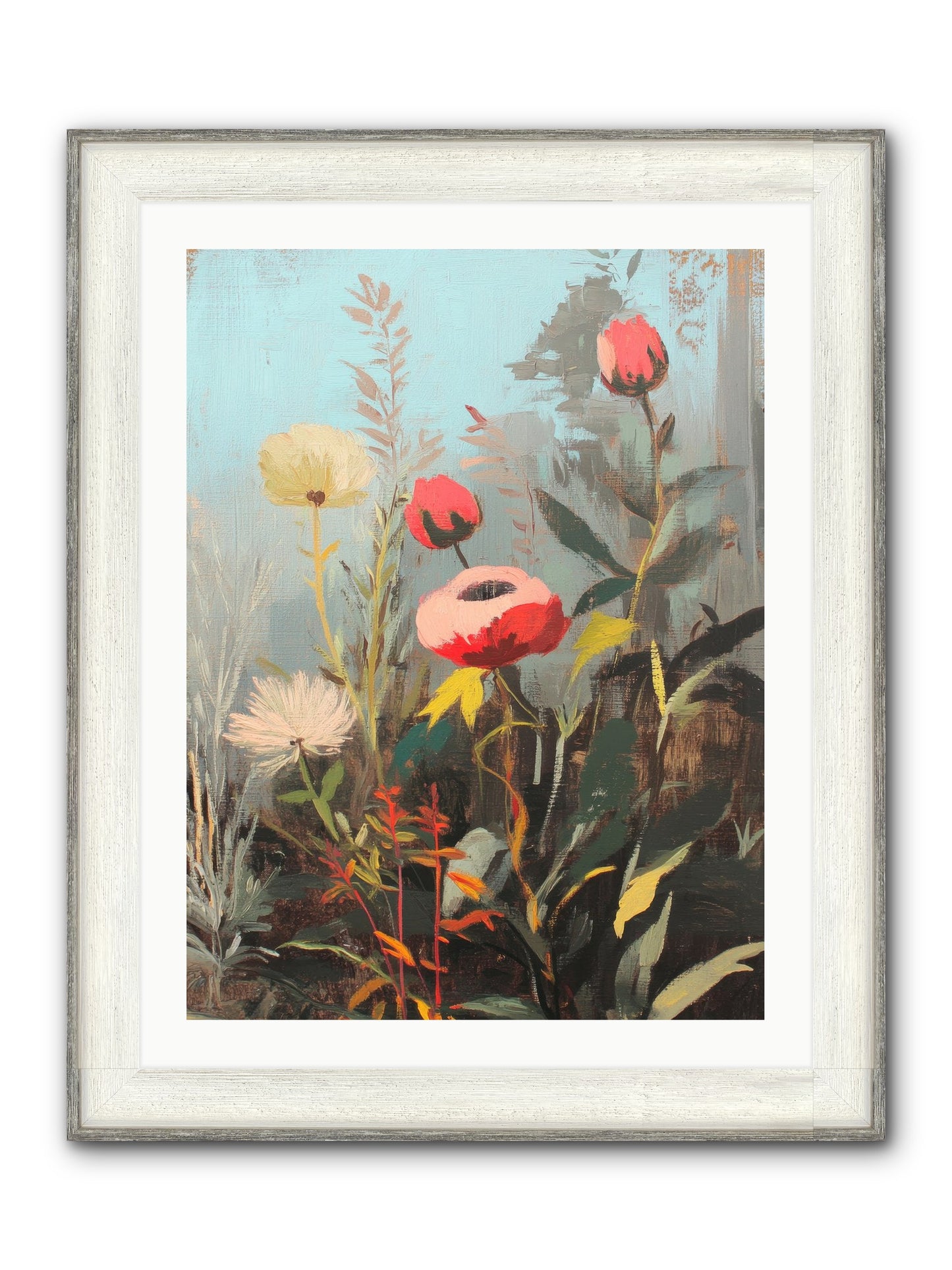 Meadow Jewels Framed Print - Driftwood White 24x32