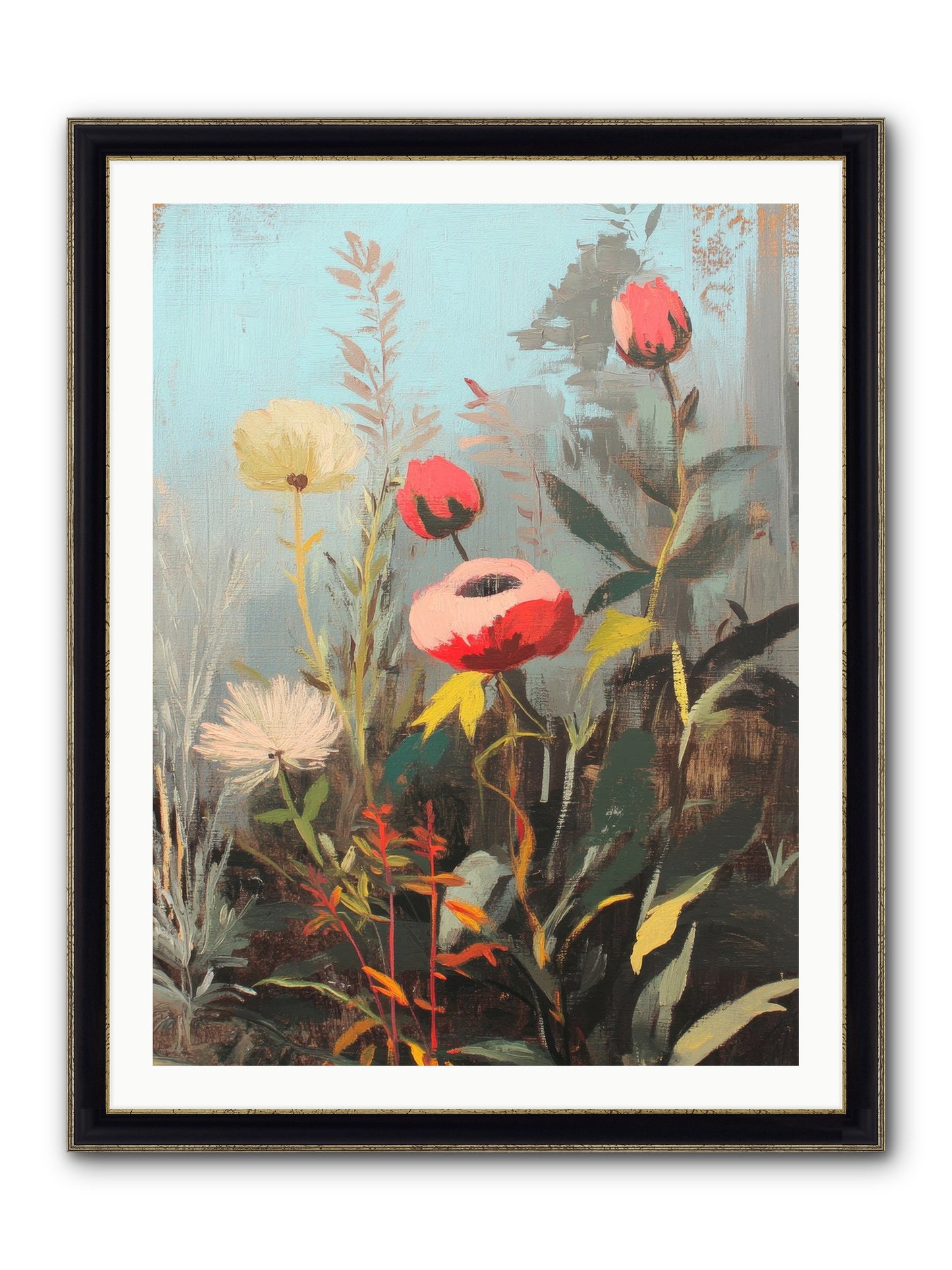 Meadow Jewels Framed Print - Black & Gold 30x40