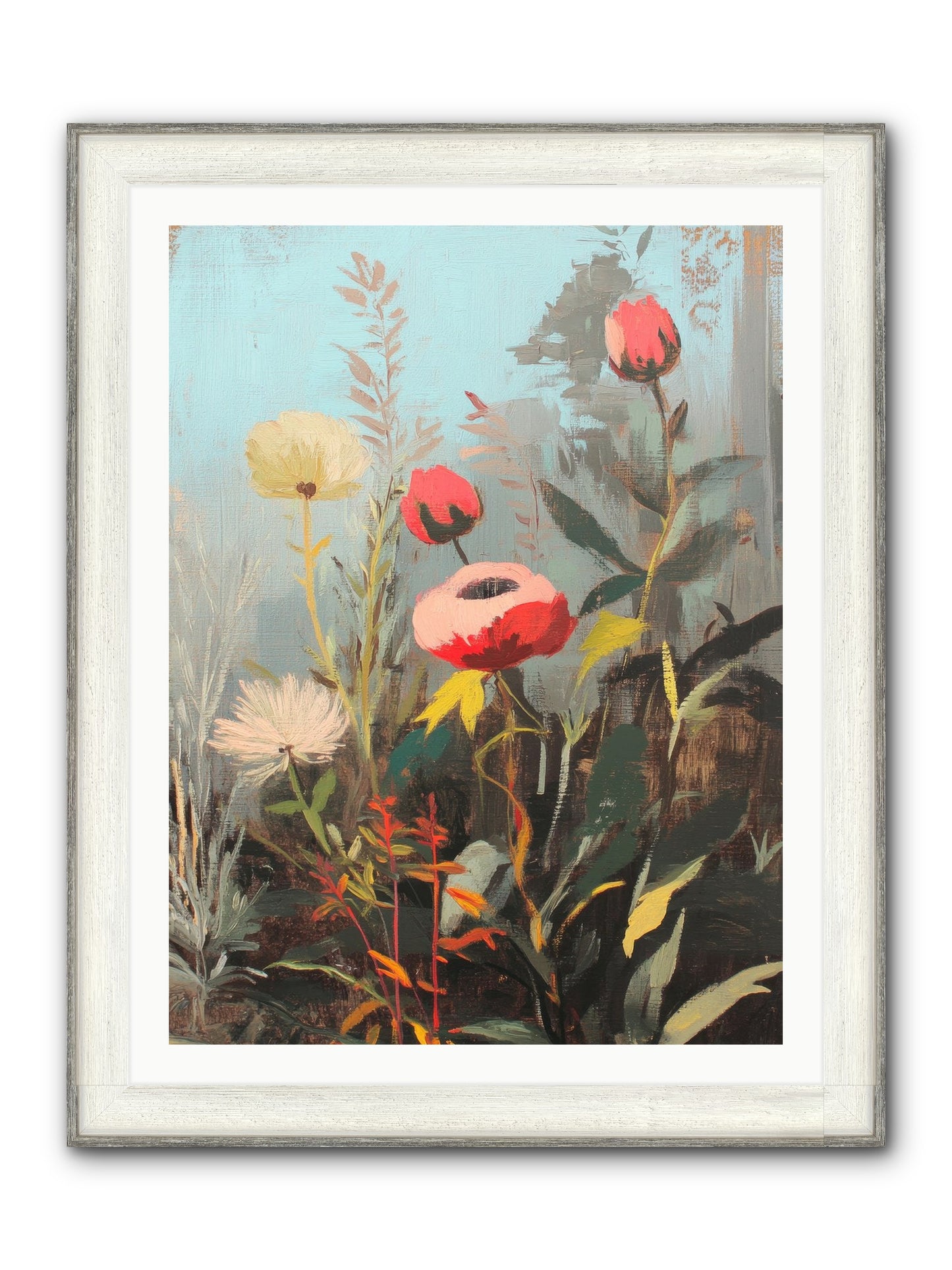 Meadow Jewels Framed Print - Driftwood White 30x40