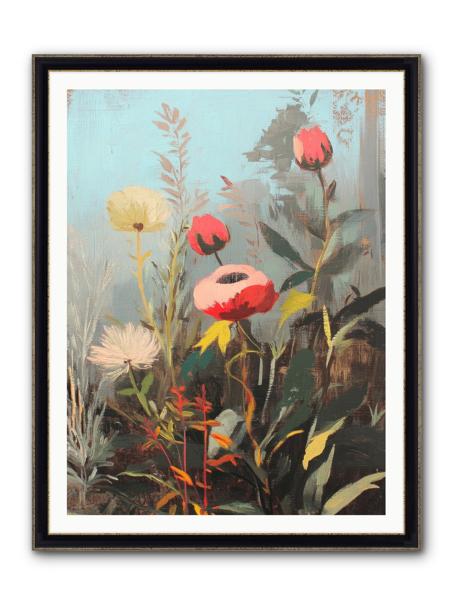 Meadow Jewels Framed Print - Black & Gold 36x48