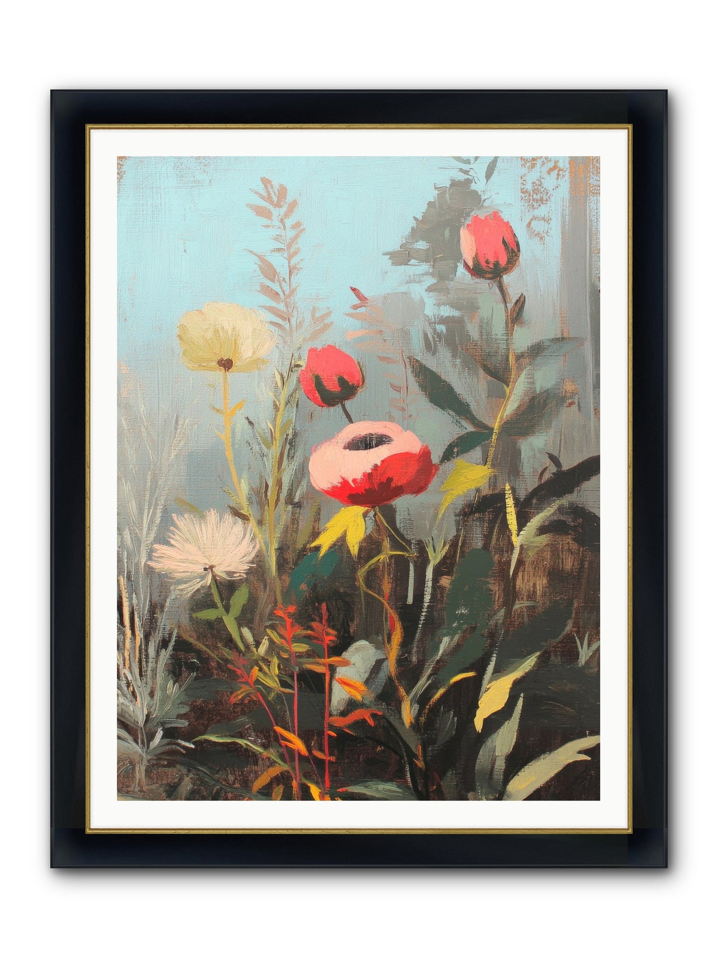 Meadow Jewels Framed Print - Wide Black w/Gold 36x48