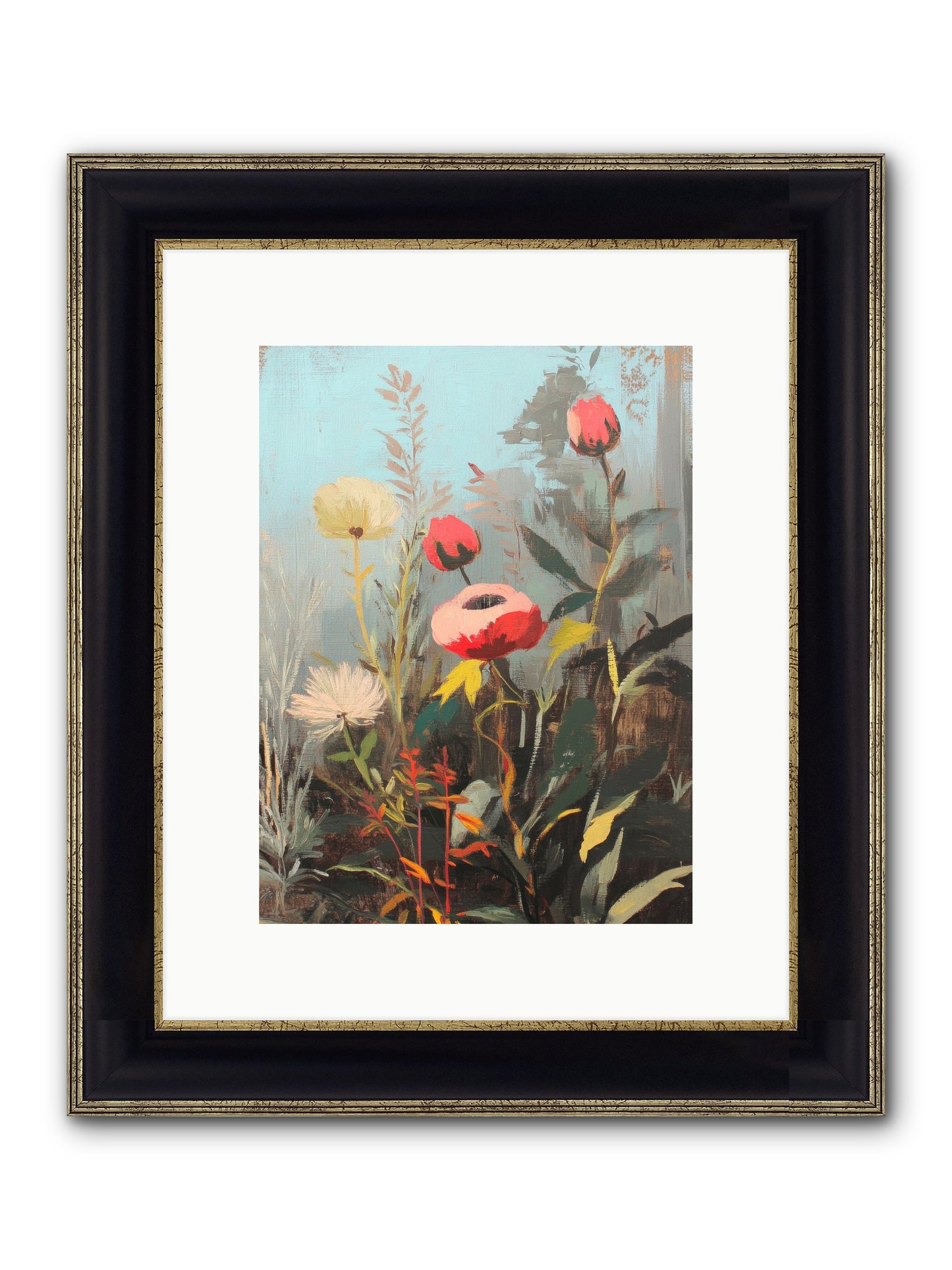 Meadow Jewels Framed Print - Black & Gold 9x12
