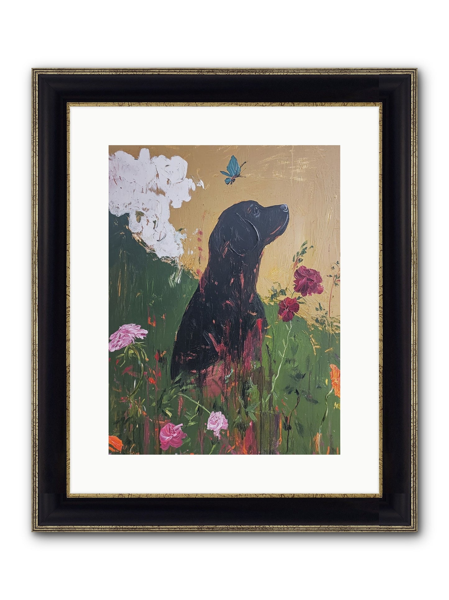 Meadow Magic Framed Print - Black & Gold 12x16