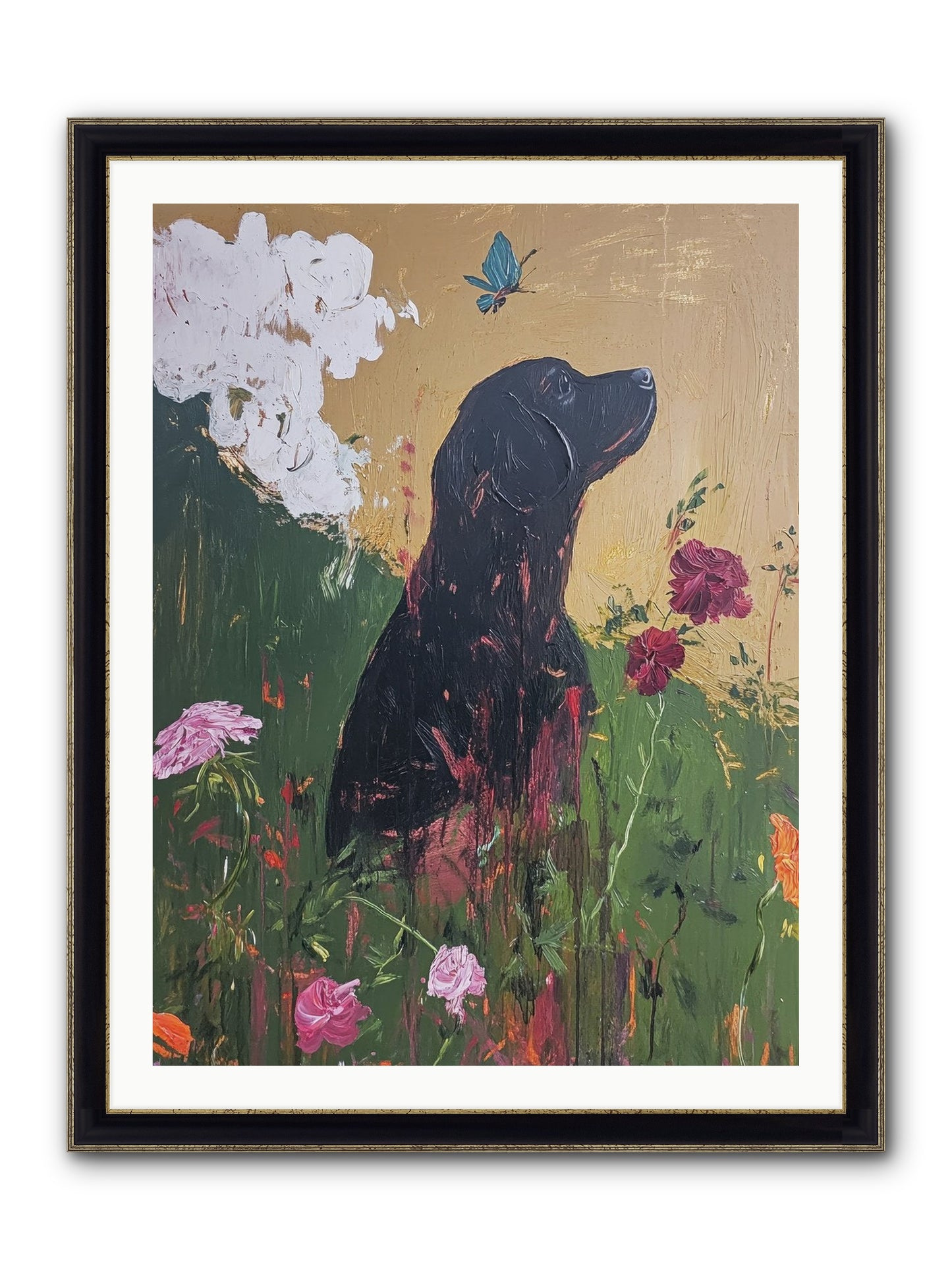 Meadow Magic Framed Print - Black & Gold 30x40