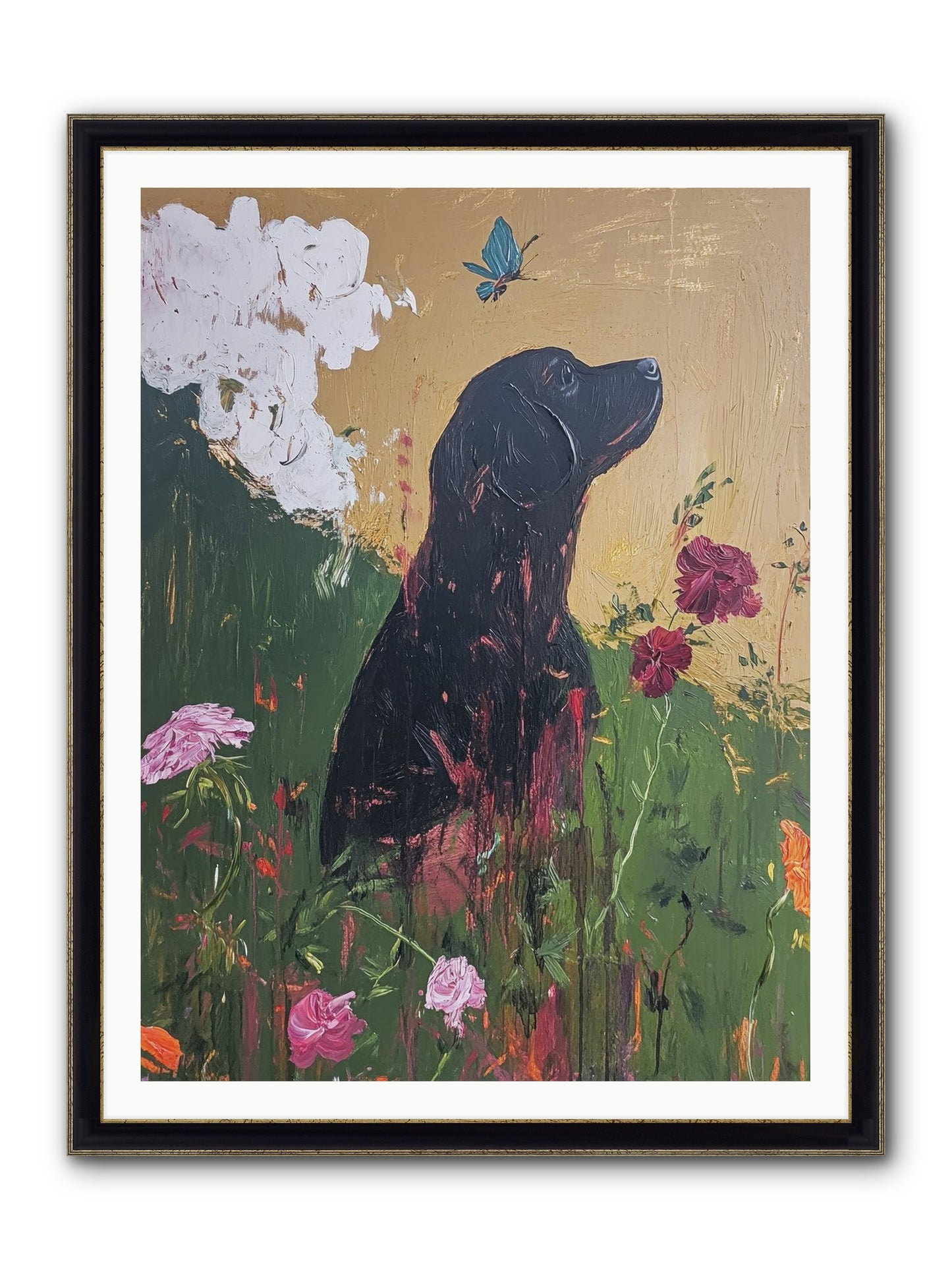 Meadow Magic Framed Print - Black & Gold 36x48