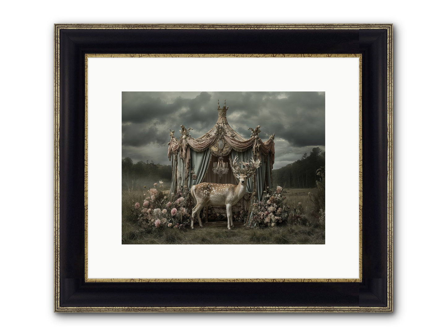Meadow Of Apricot Wind Framed Print - Black & Gold 12x9