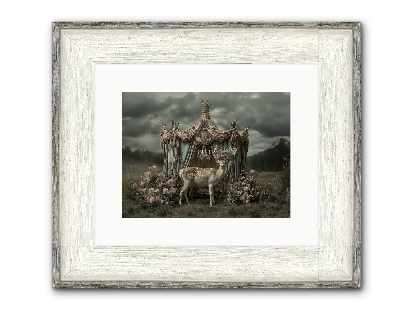 Meadow Of Apricot Wind Framed Print - Driftwood White 12x9