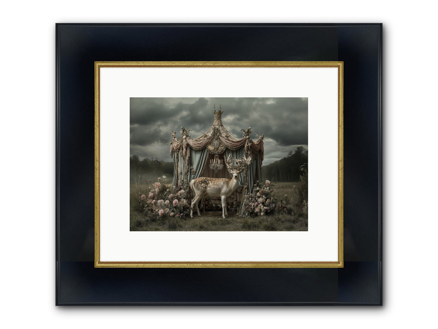 Meadow Of Apricot Wind Framed Print - Wide Black w/Gold 12x9