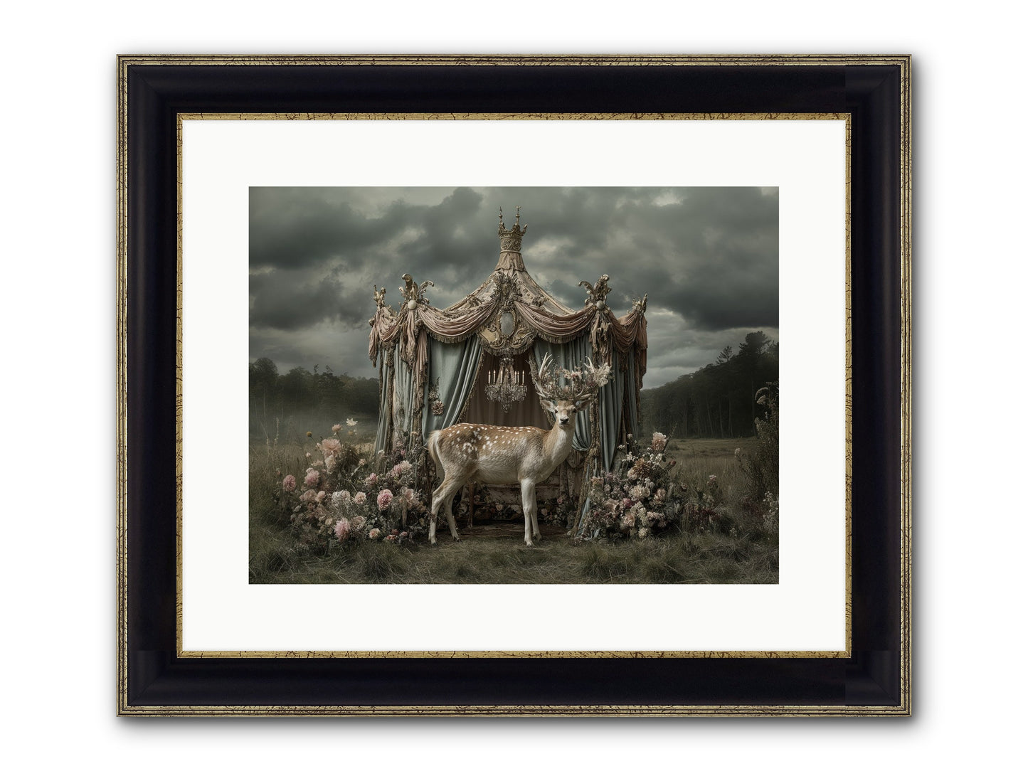 Meadow Of Apricot Wind Framed Print - Black & Gold 16x12