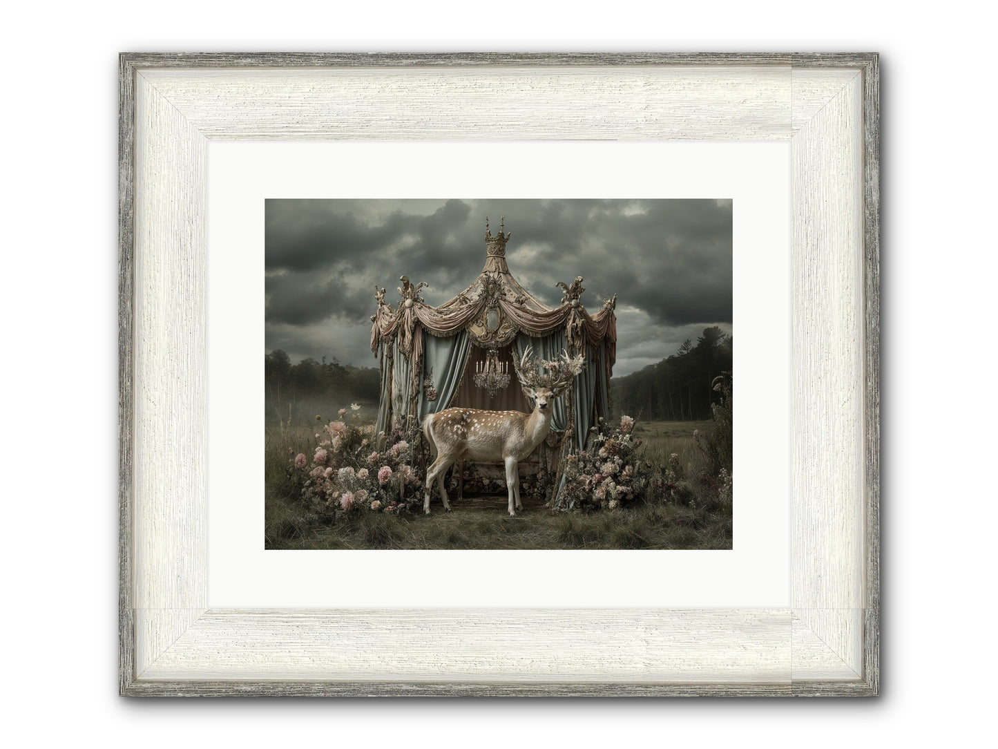 Meadow Of Apricot Wind Framed Print - Driftwood White 16x12