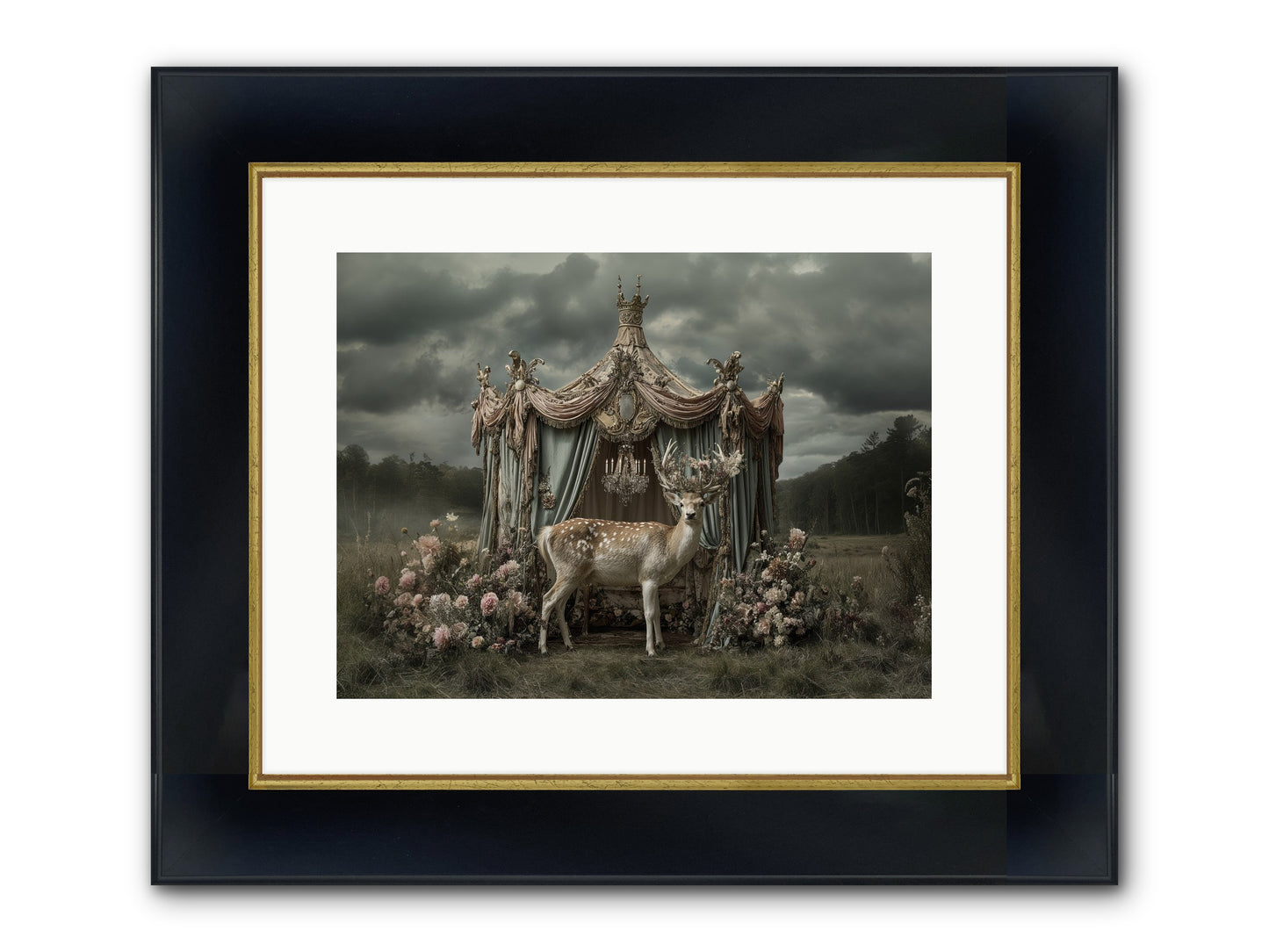 Meadow Of Apricot Wind Framed Print - Wide Black w/Gold 16x12