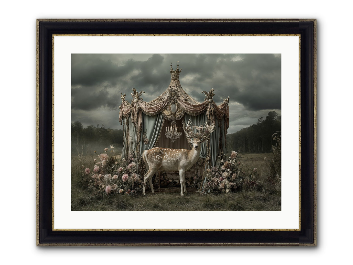 Meadow Of Apricot Wind Framed Print - Black & Gold 24x18