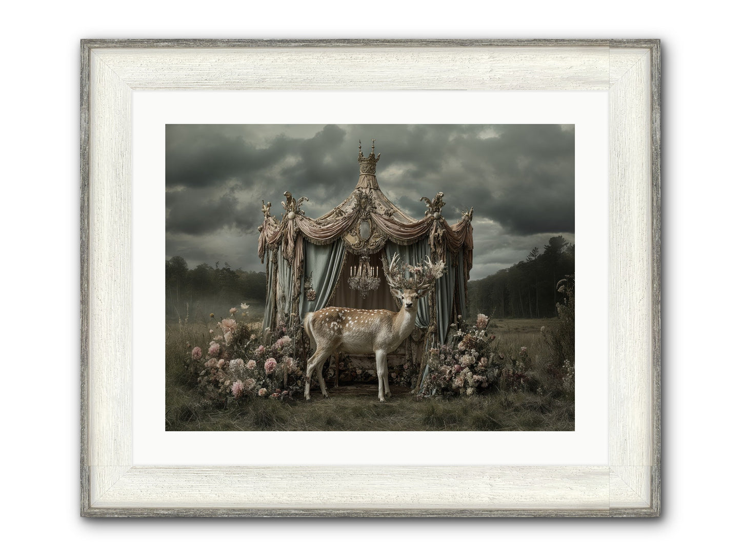 Meadow Of Apricot Wind Framed Print - Driftwood White 24x18