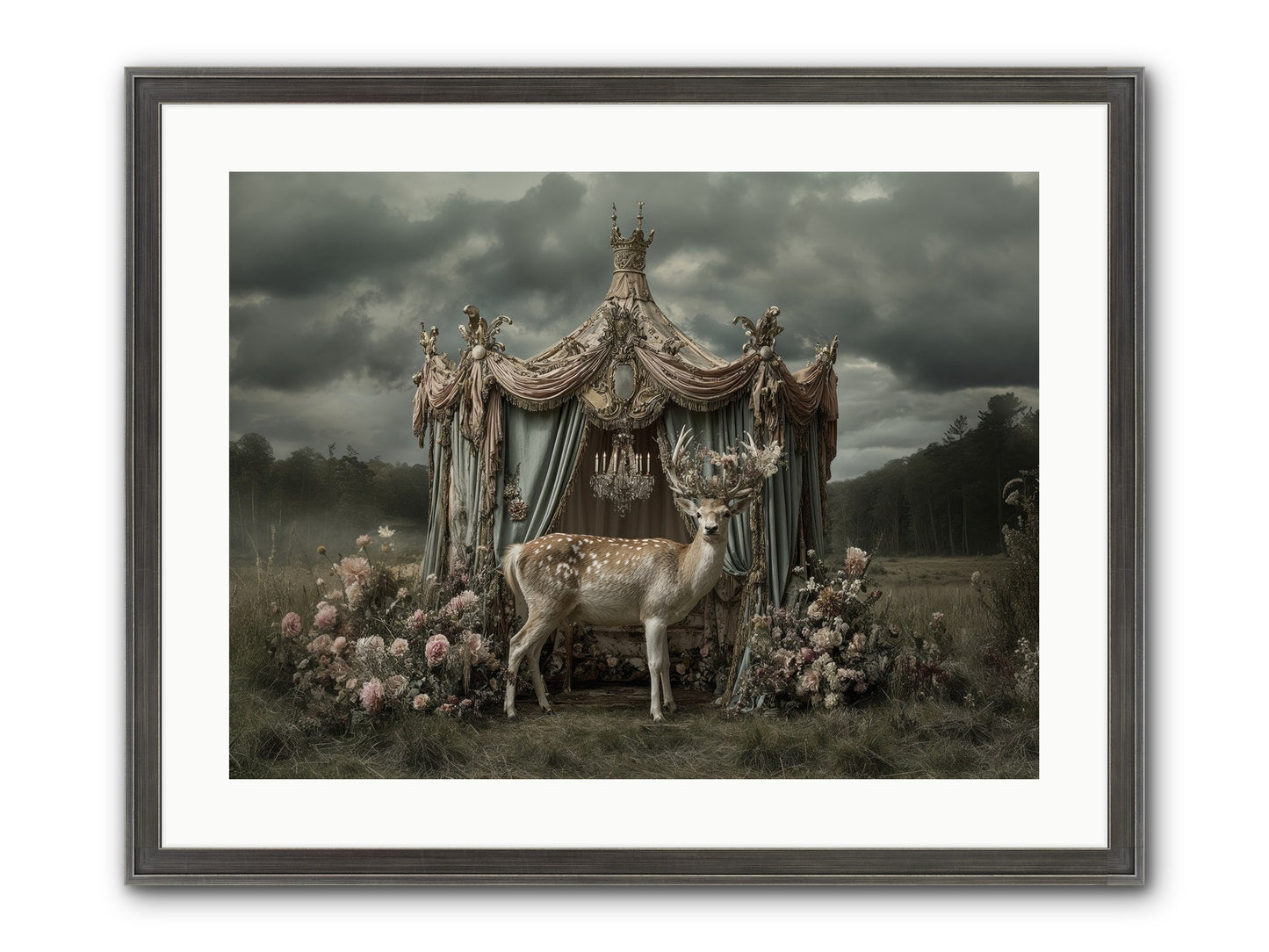 Meadow Of Apricot Wind Framed Print - Slimwoods Black/Silver 24x18