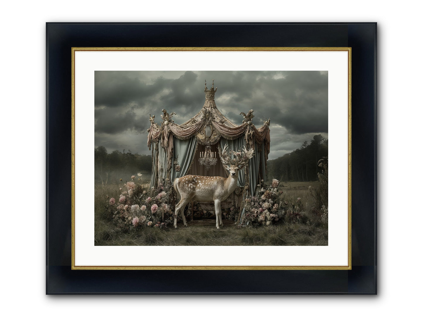 Meadow Of Apricot Wind Framed Print - Wide Black w/Gold 24x18