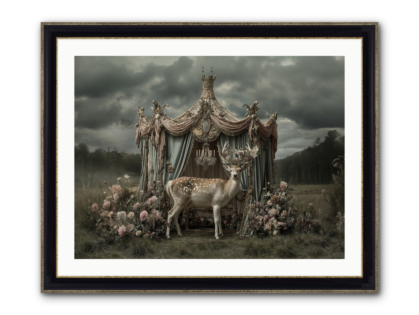 Meadow Of Apricot Wind Framed Print - Black & Gold 32x24