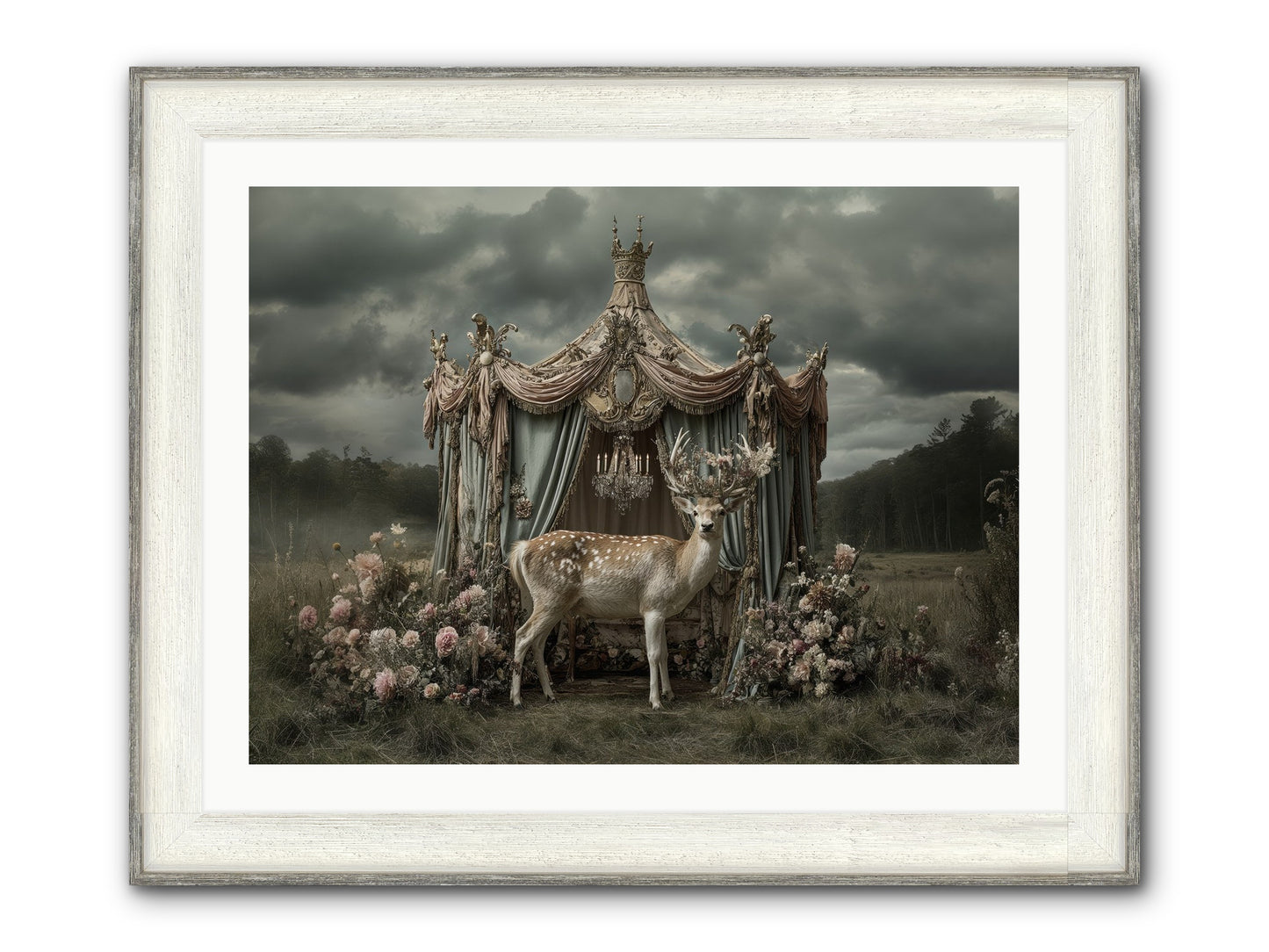 Meadow Of Apricot Wind Framed Print - Driftwood White 32x24