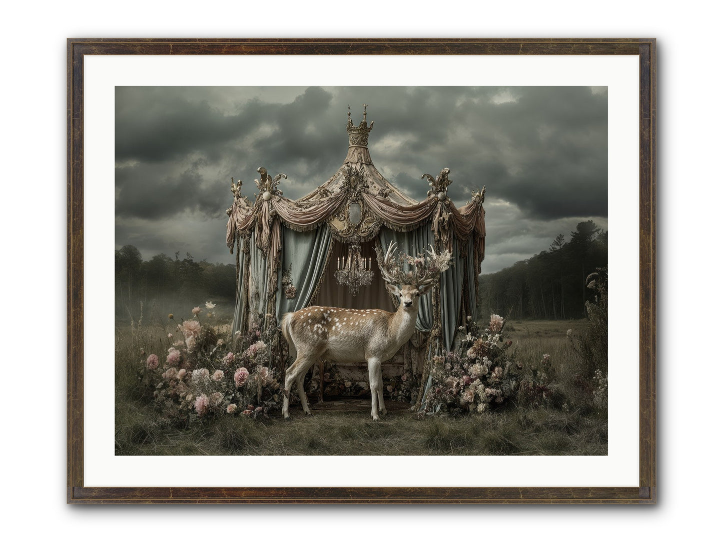 Meadow Of Apricot Wind Framed Print - Slimwoods Black/Gold 32x24