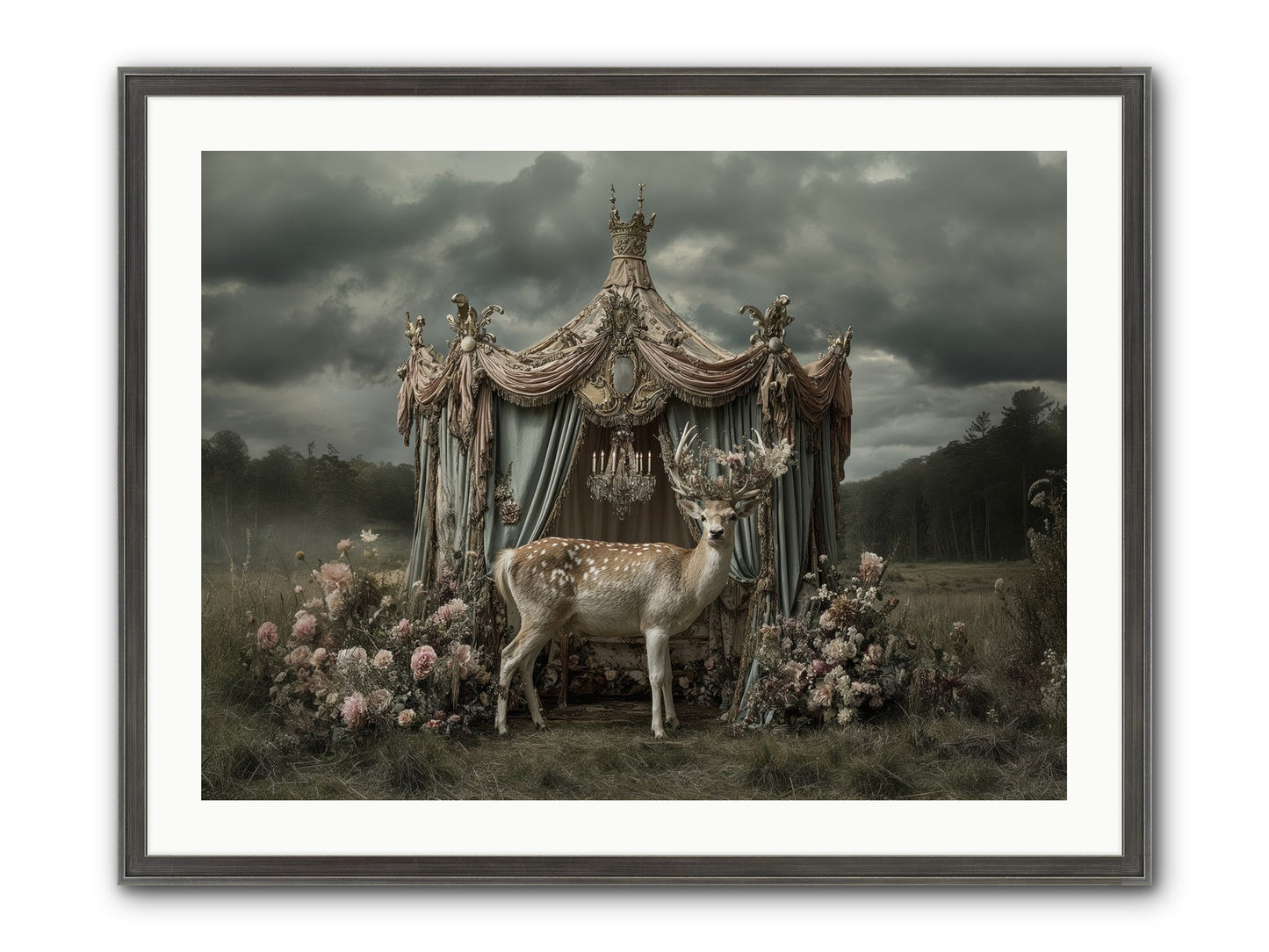 Meadow Of Apricot Wind Framed Print - Slimwoods Black/Silver 32x24