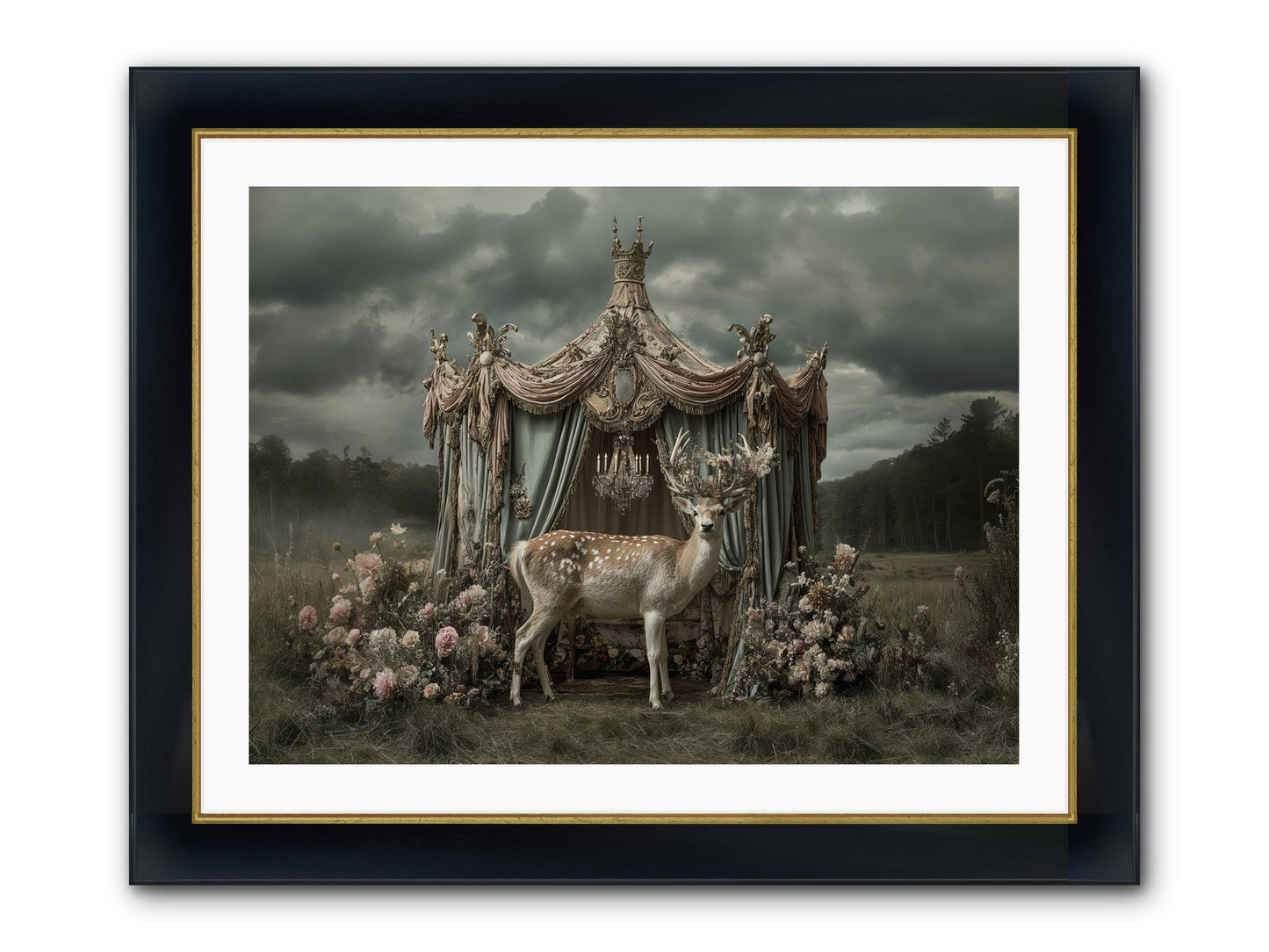 Meadow Of Apricot Wind Framed Print - Wide Black w/Gold 32x24
