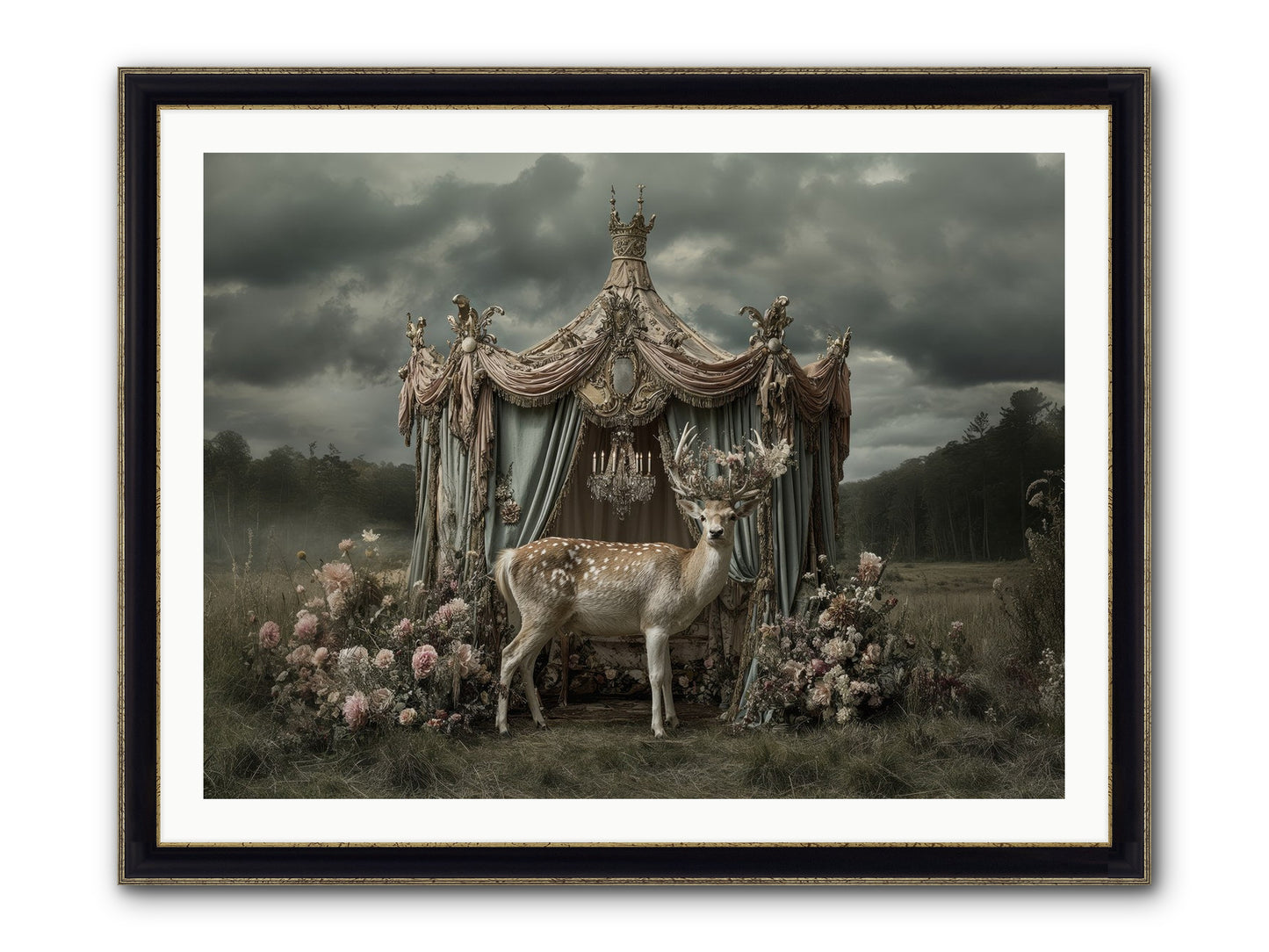 Meadow Of Apricot Wind Framed Print - Black & Gold 40x30