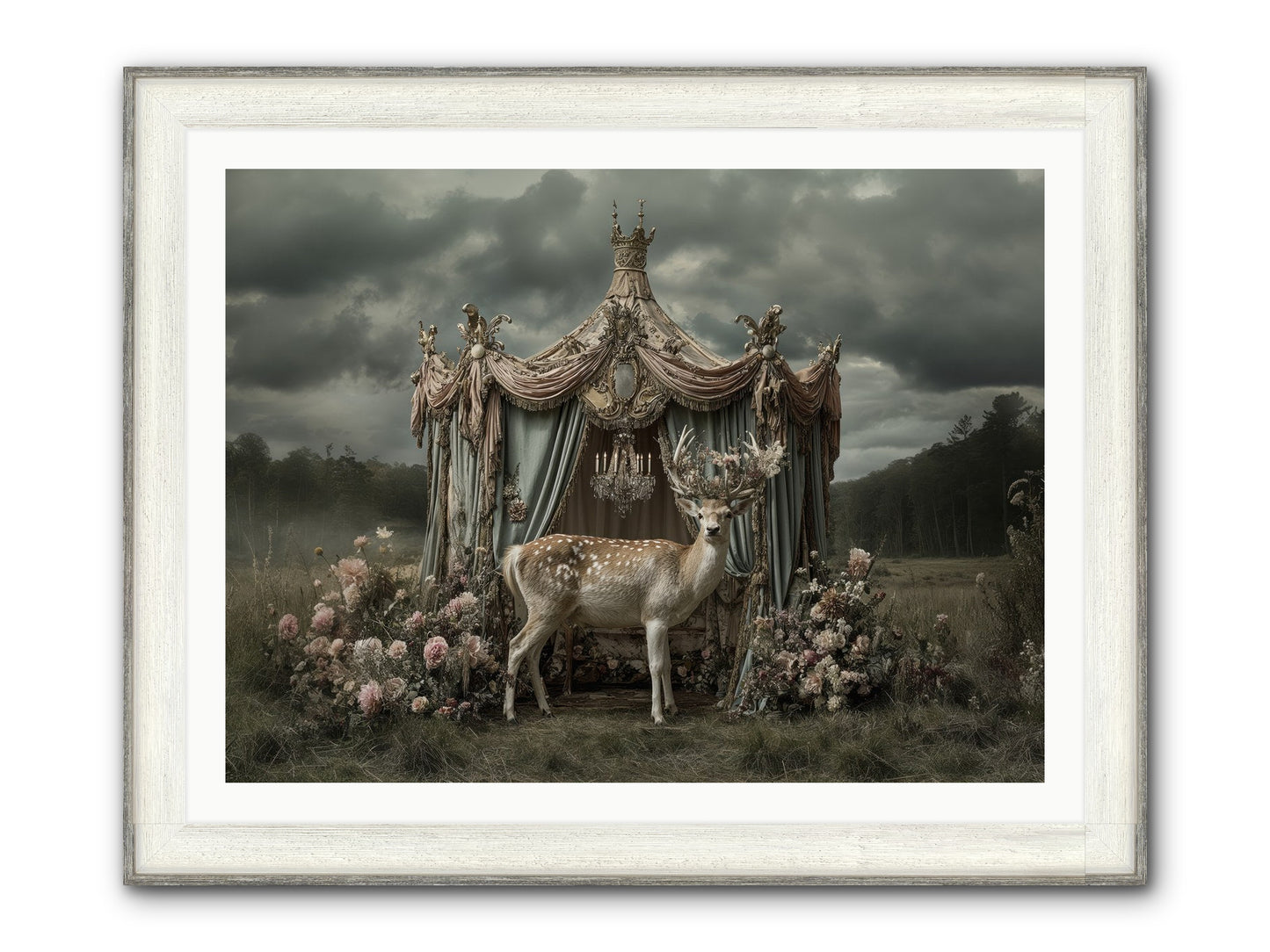 Meadow Of Apricot Wind Framed Print - Driftwood White 40x30