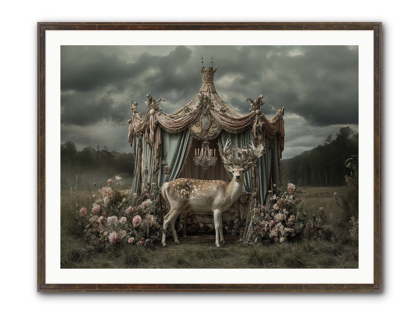 Meadow Of Apricot Wind Framed Print - Slimwoods Black/Gold 40x30