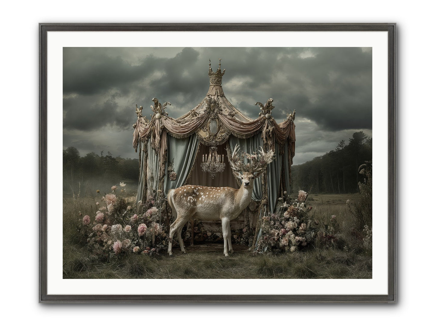 Meadow Of Apricot Wind Framed Print - Slimwoods Black/Silver 40x30