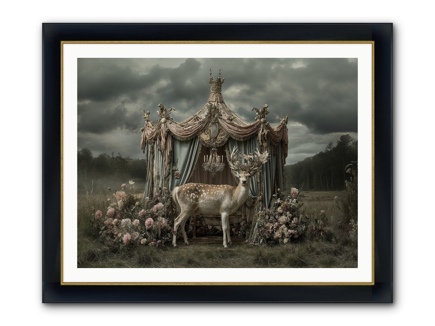 Meadow Of Apricot Wind Framed Print - Wide Black w/Gold 40x30