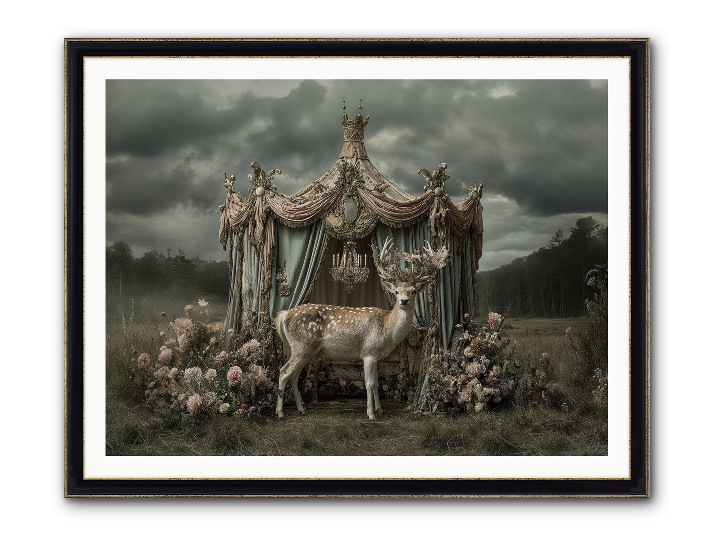 Meadow Of Apricot Wind Framed Print - Black & Gold 48x36