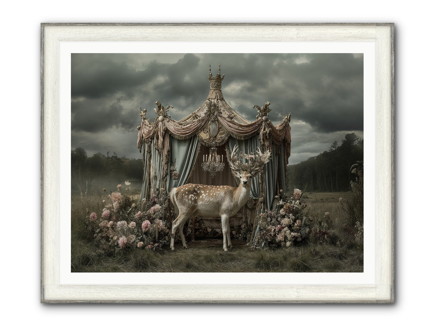 Meadow Of Apricot Wind Framed Print - Driftwood White 48x36