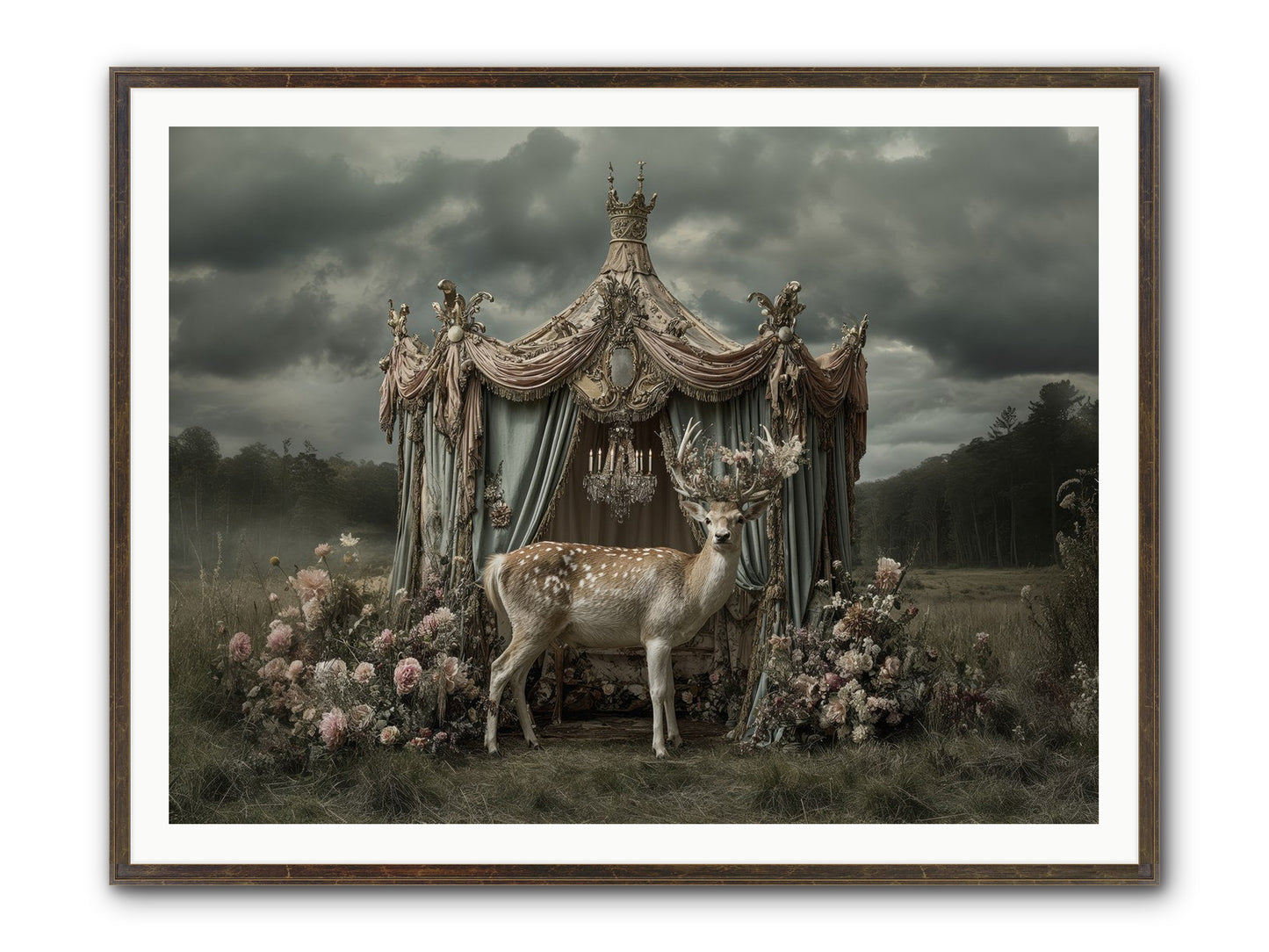 Meadow Of Apricot Wind Framed Print - Slimwoods Black/Gold 48x36