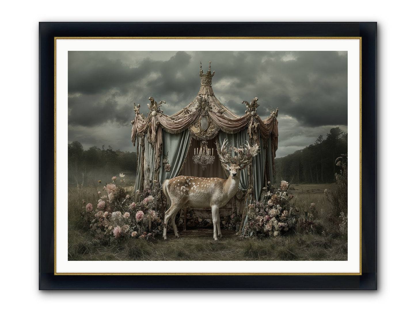 Meadow Of Apricot Wind Framed Print - Wide Black w/Gold 48x36