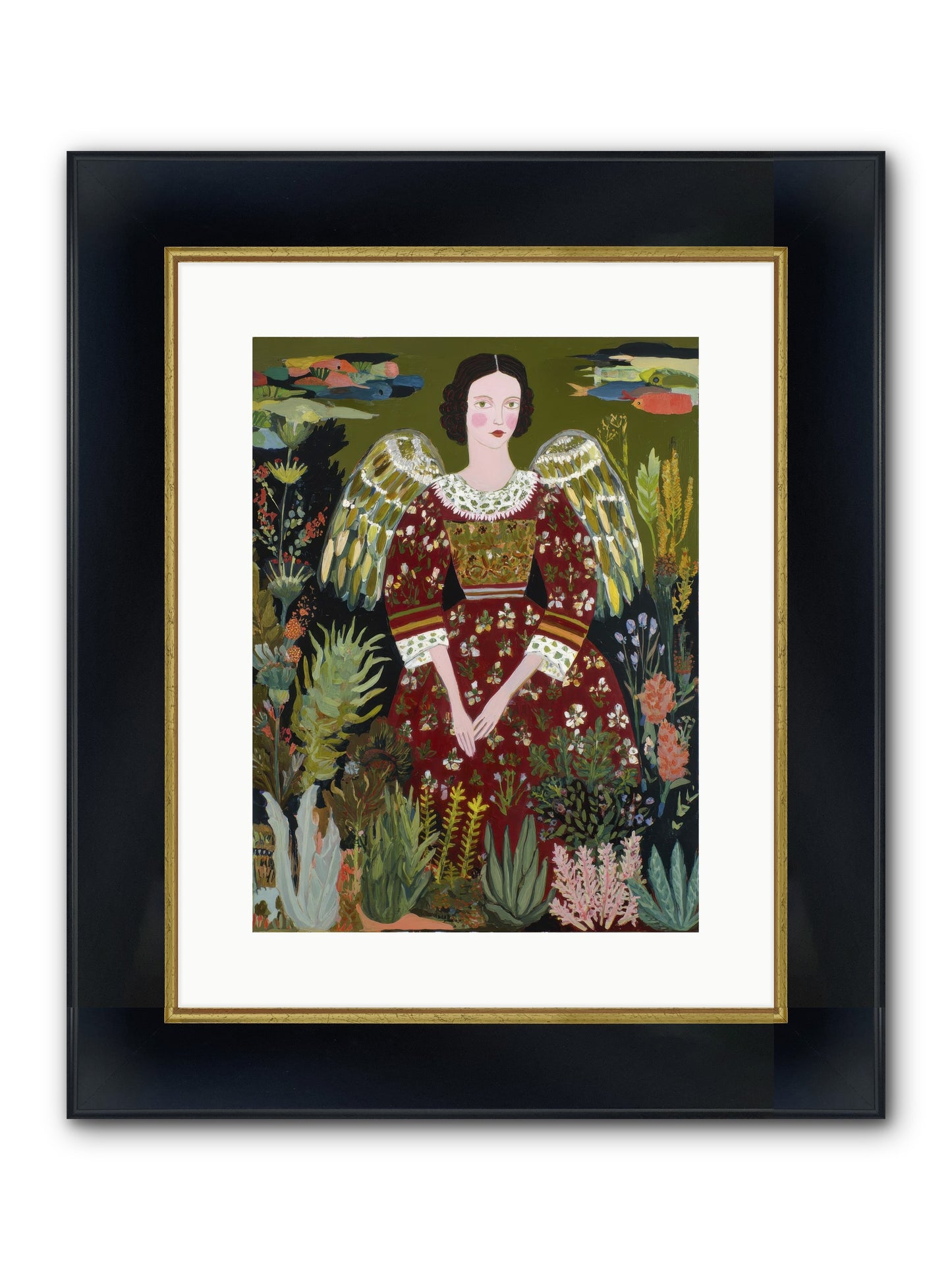 Meadow’s Grace Angel Framed Print - Wide Black w/Gold 12x16