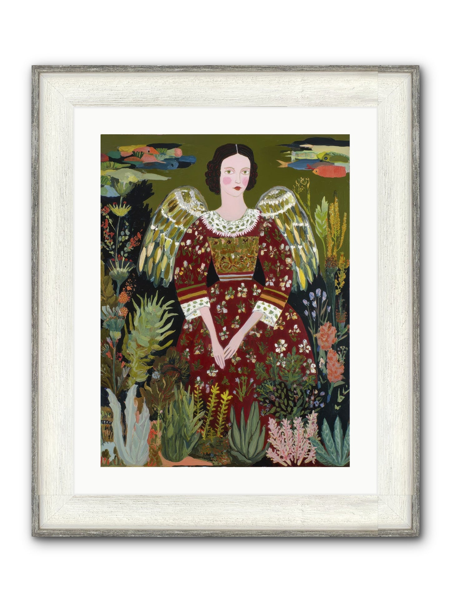 Meadow’s Grace Angel Framed Print - Driftwood White 18x24