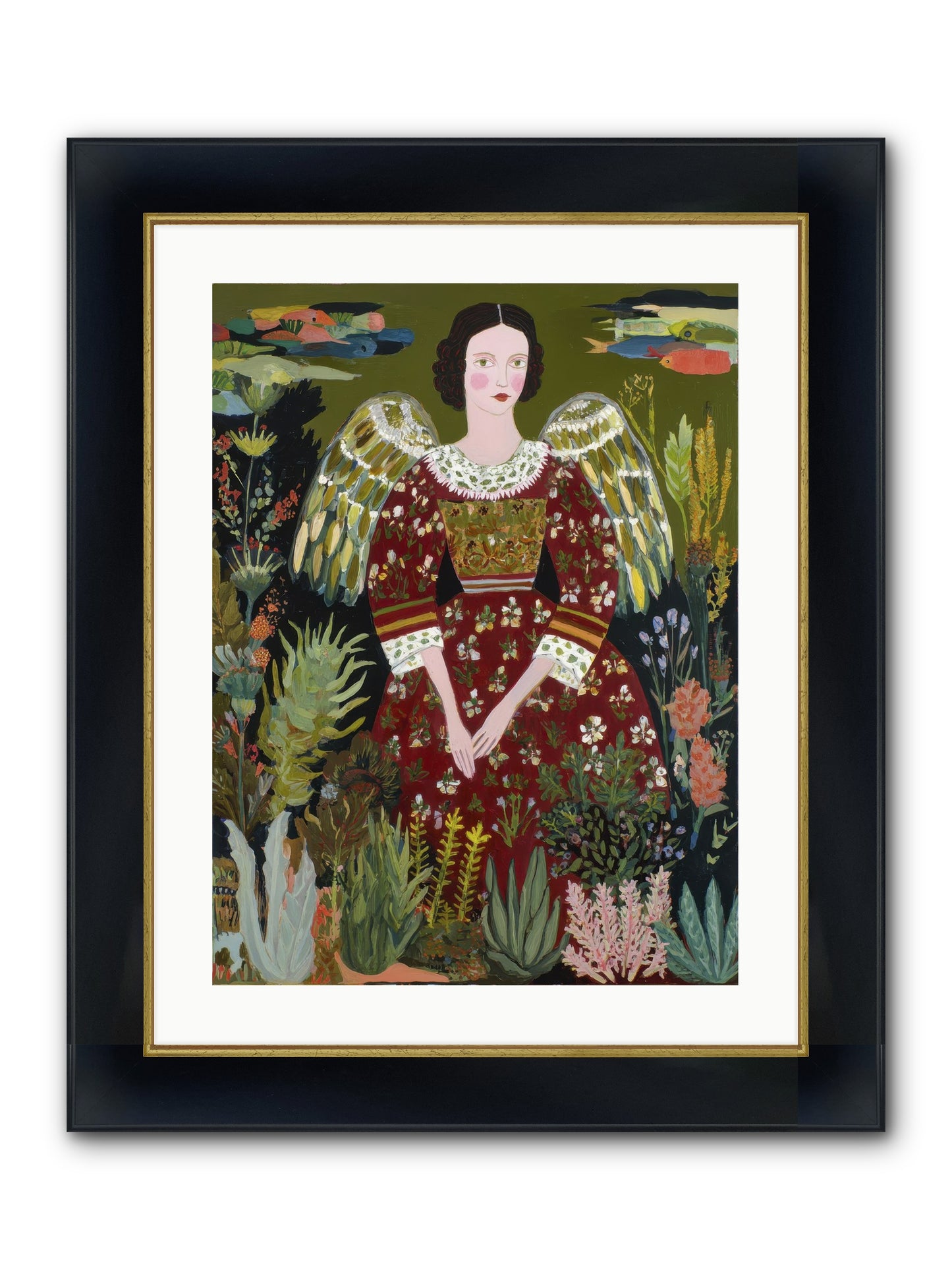 Meadow’s Grace Angel Framed Print - Wide Black w/Gold 18x24