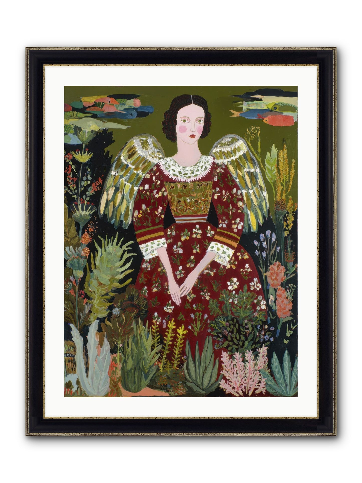Meadow’s Grace Angel Framed Print - Black & Gold 24x32